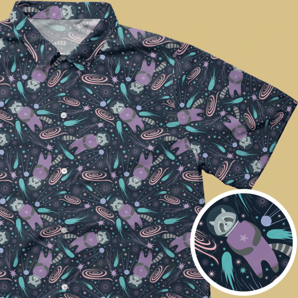 Designer × The Unbranded Brand Raccoon Astronaut Pattern Button Down Shirt Size US M / EU 48-50 / 2 - 1 Thumbnail