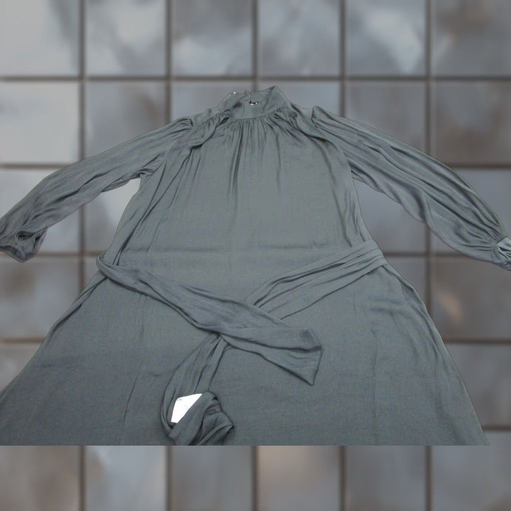 Banana Republic Maxi Dress Womens Petite Medium Gray High Neck Ballon  Sleeve Formal