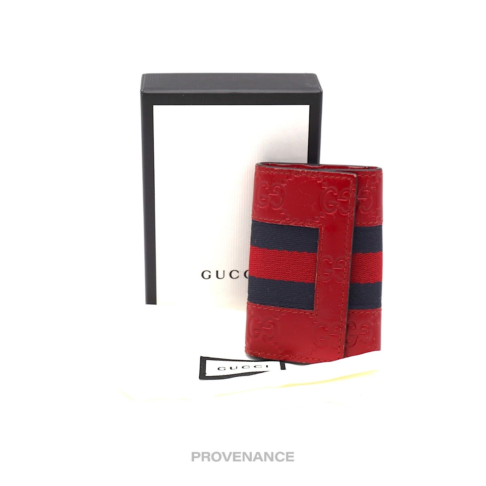 Gucci 🔴 Gucci GG Web 6 Key Holder - Red Guccissima Leather Size ONE SIZE - 1 Thumbnail