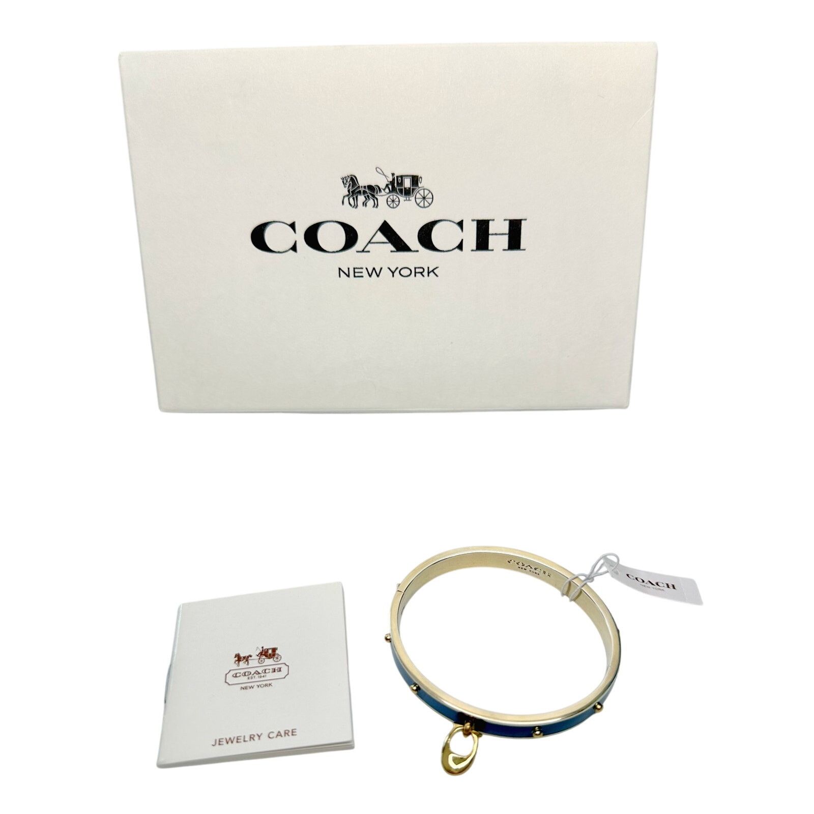 Coach Coach Enamel Riveted Signature C Hinge Bangle Bracelet Teal Size ONE SIZE - 1 Thumbnail