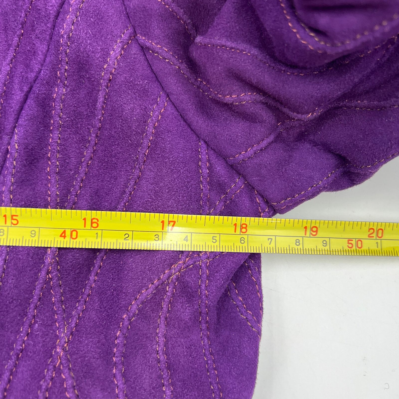 Vintage Gloria Lopez Sauque Suede Leather Jacket Purple Size M / US 6-8 / IT 42-44 - 6 Thumbnail