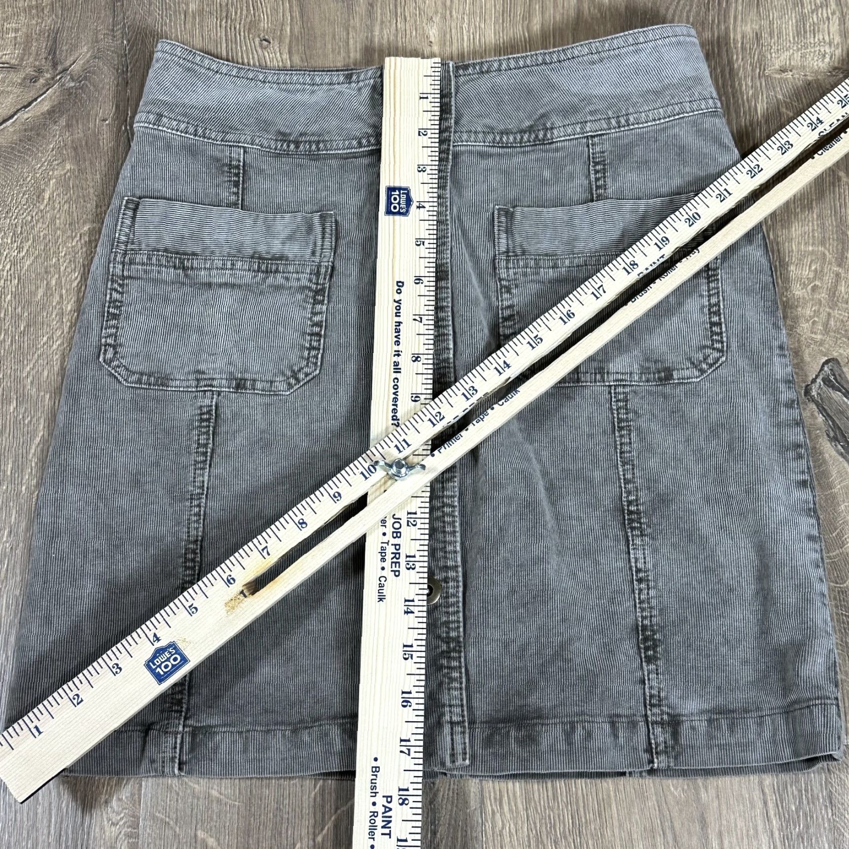 Prana prAna Gray Corduroy Mini Skirt Button Up A-Line Pockets Cotton Casual Sz 4 Womens Skirt Short Native: None Size 27" / US 4 / IT 40 - 6 Thumbnail