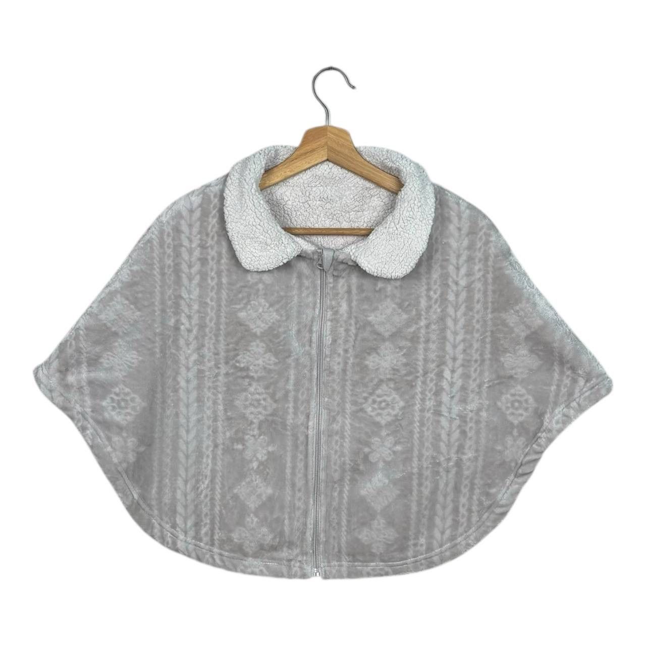 Topvalu Japan Fleece Hooded Zip Poncho Cape OS Vintage Mint