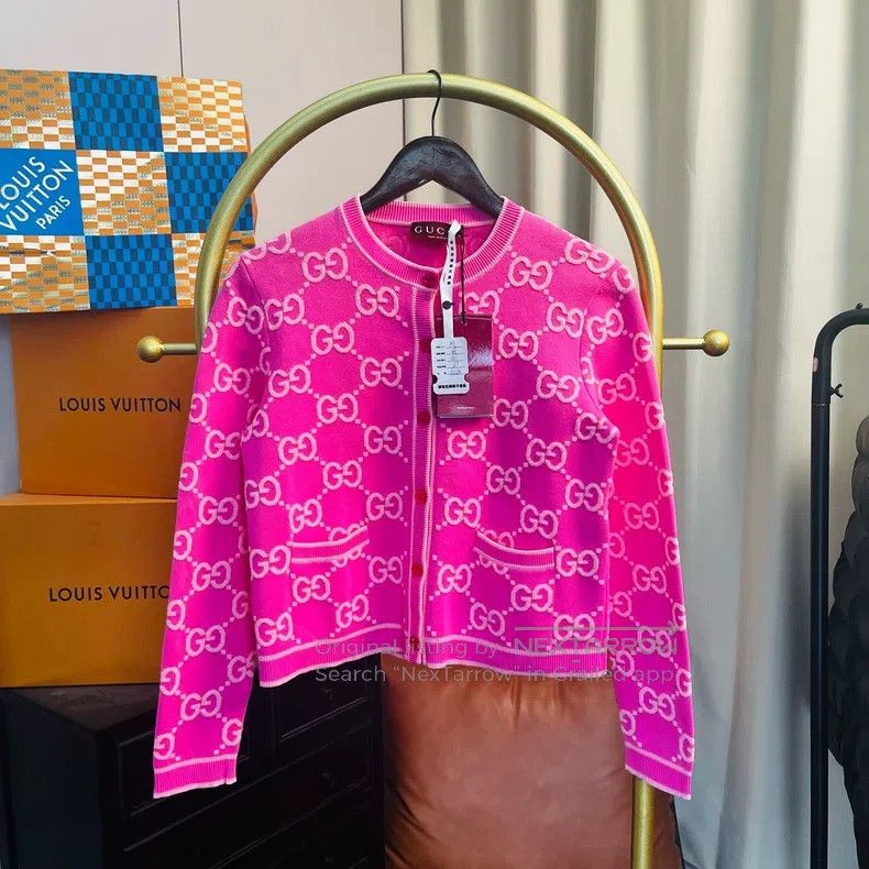 Gucci Gucci Pink full-print knitted cardigan coat Size S / US 4 / IT 40 - 2 Thumbnail