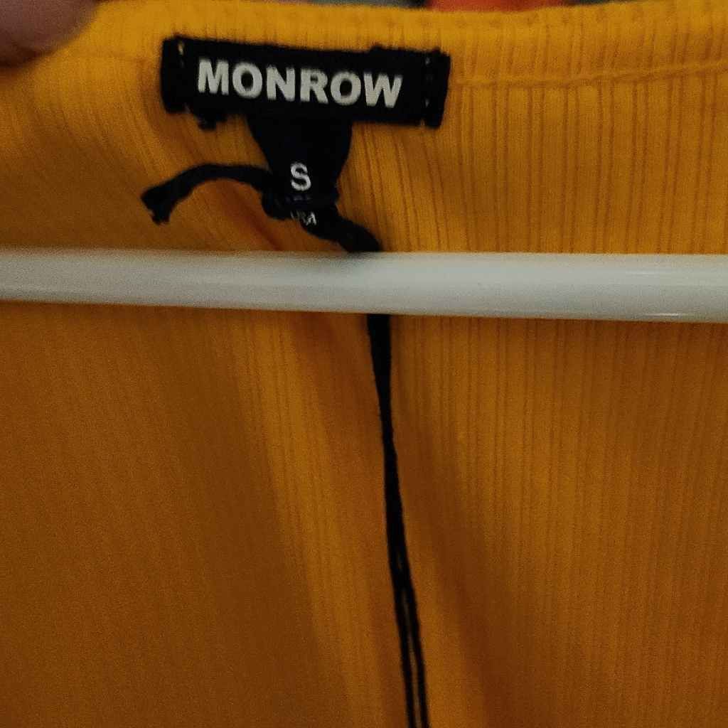 MONROW Monrow Women's Size Small Vivid Yellow Ruched Side Ribbed Bo Size S / US 4 / IT 40 - 8 Thumbnail