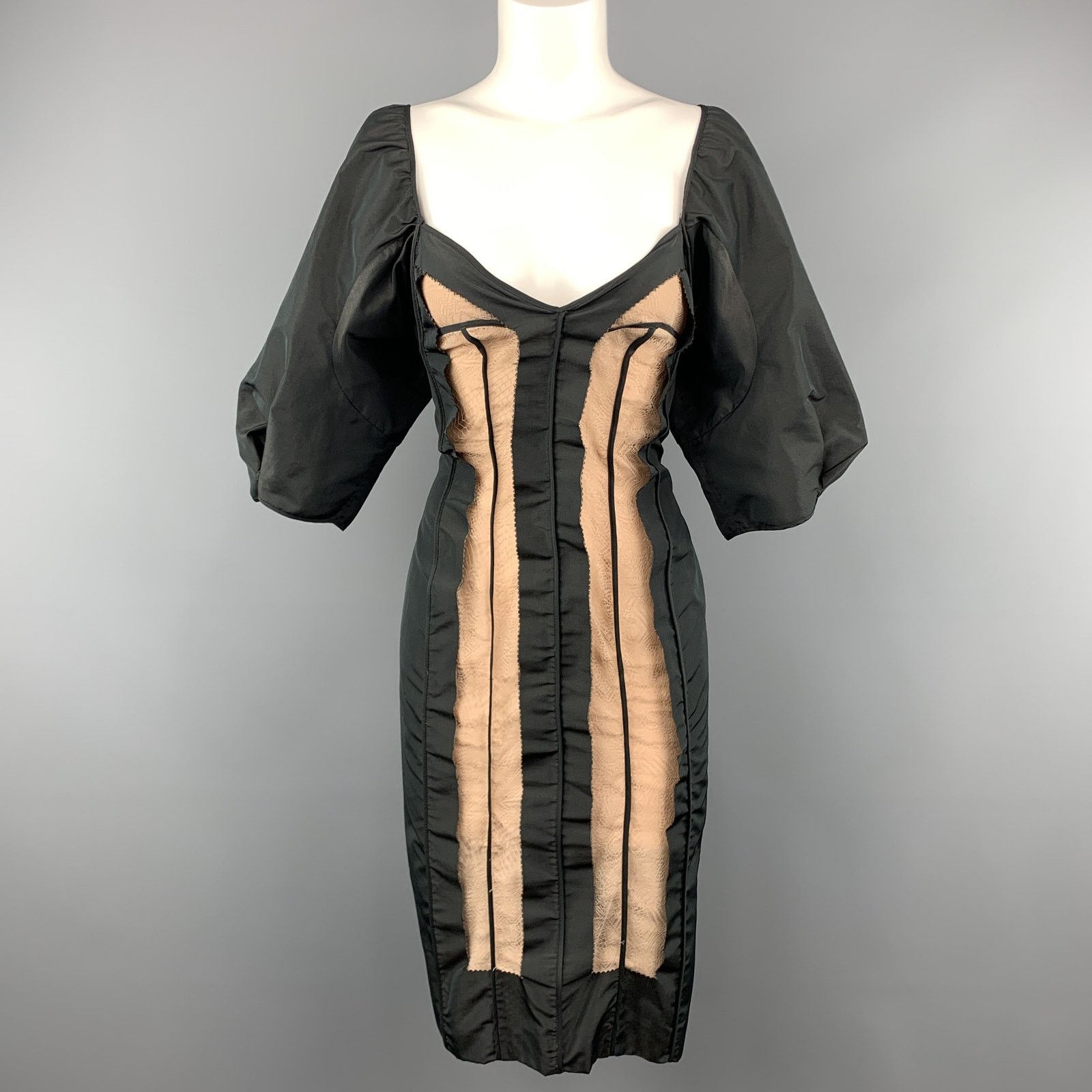 Stella McCartney Size 6 Black Taffeta Inside Out Balloon Sleeve Cocktail Size M / US 6-8 / IT 42-44 - 1 Thumbnail
