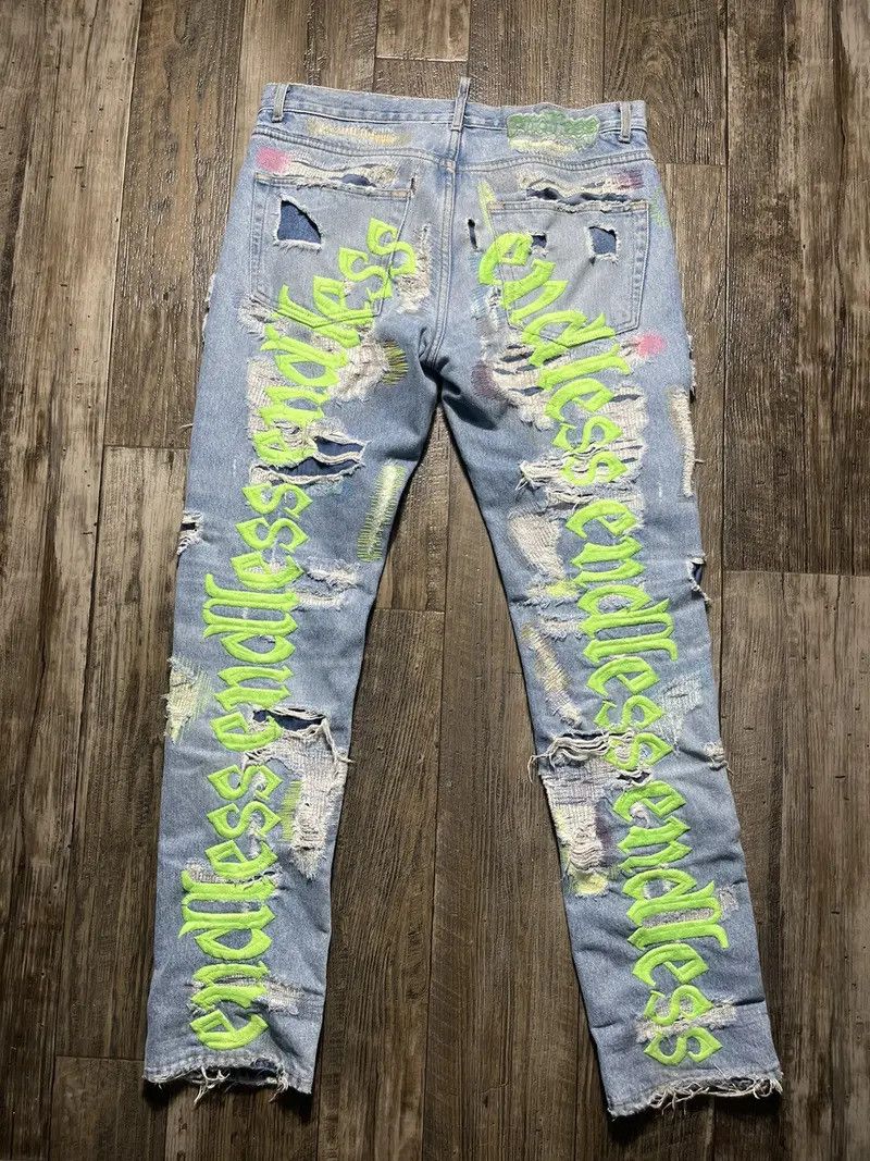 Endless Endless Denim Embroidered Jeans Size US 34 / EU 50 - 2 Thumbnail