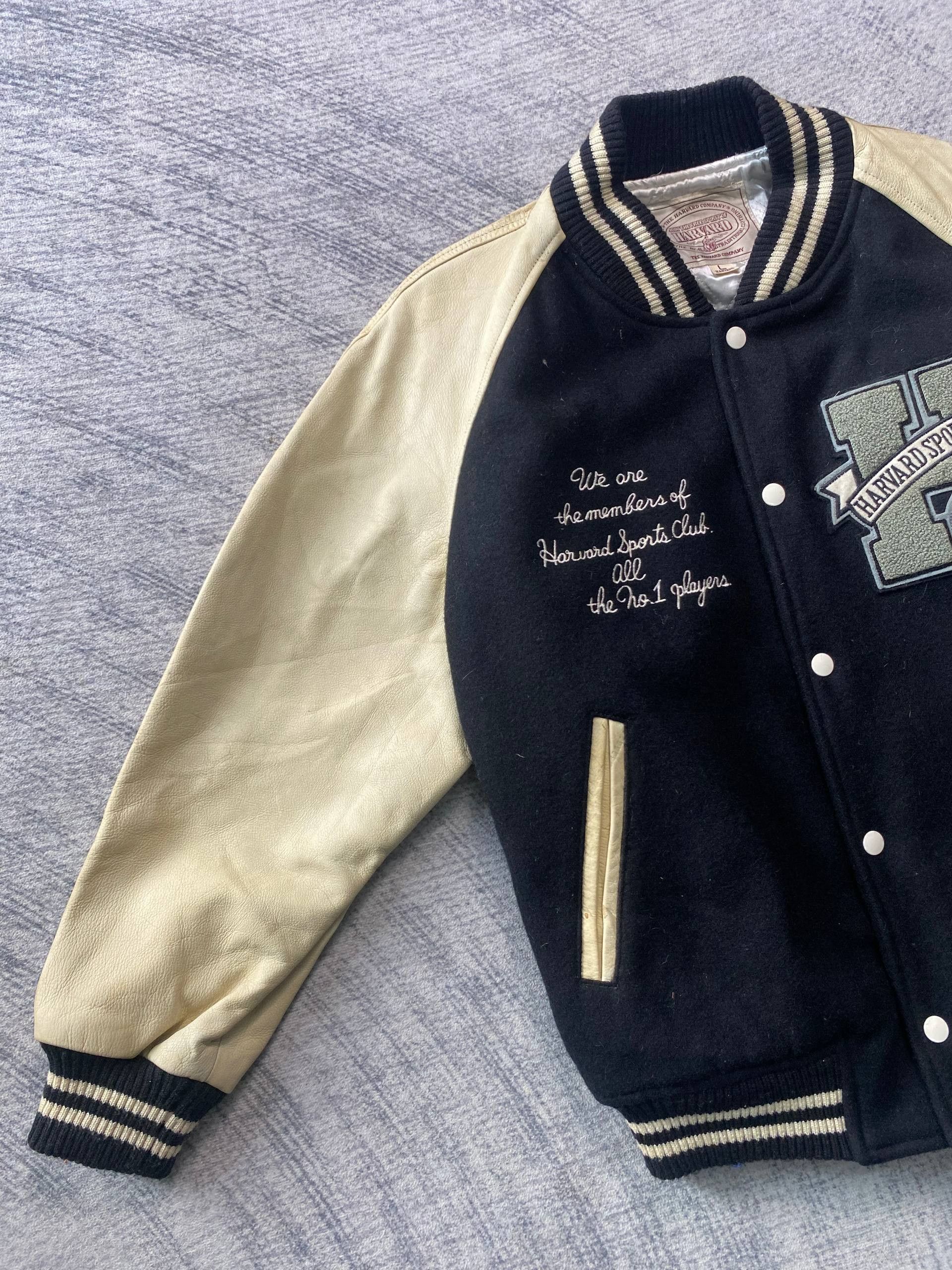 Vintage Vintage Harvard Wool Varsity Jacket Leather Sleeves Size US L / EU 52-54 / 3 - 4 Thumbnail