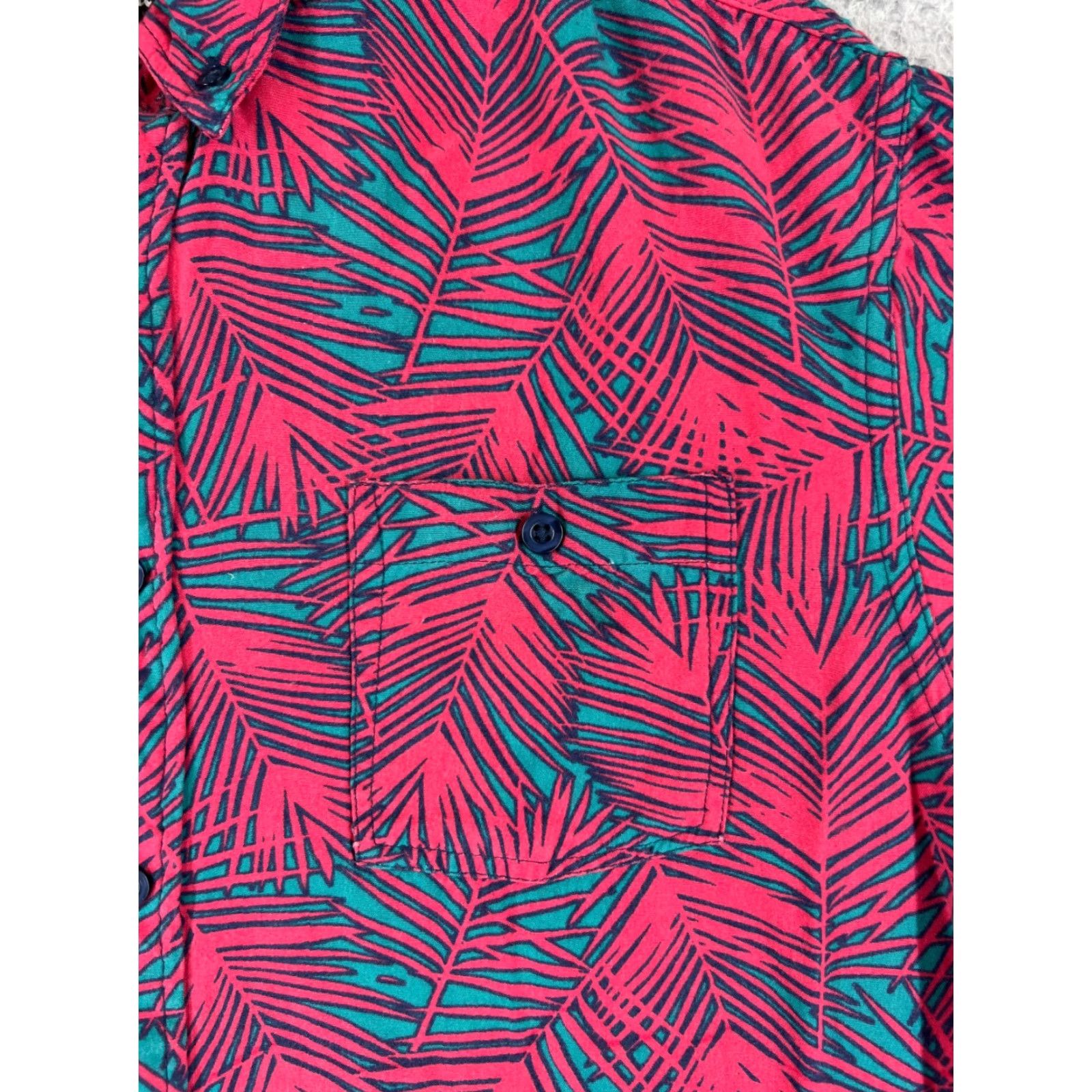 Vintage Eighty Eight Shirt Men Adult Large Pink Green Palm All Over Print Button Up Viscose Floral Short Sleeve Casual Shirt Size US L / EU 52-54 / 3 - 6 Thumbnail