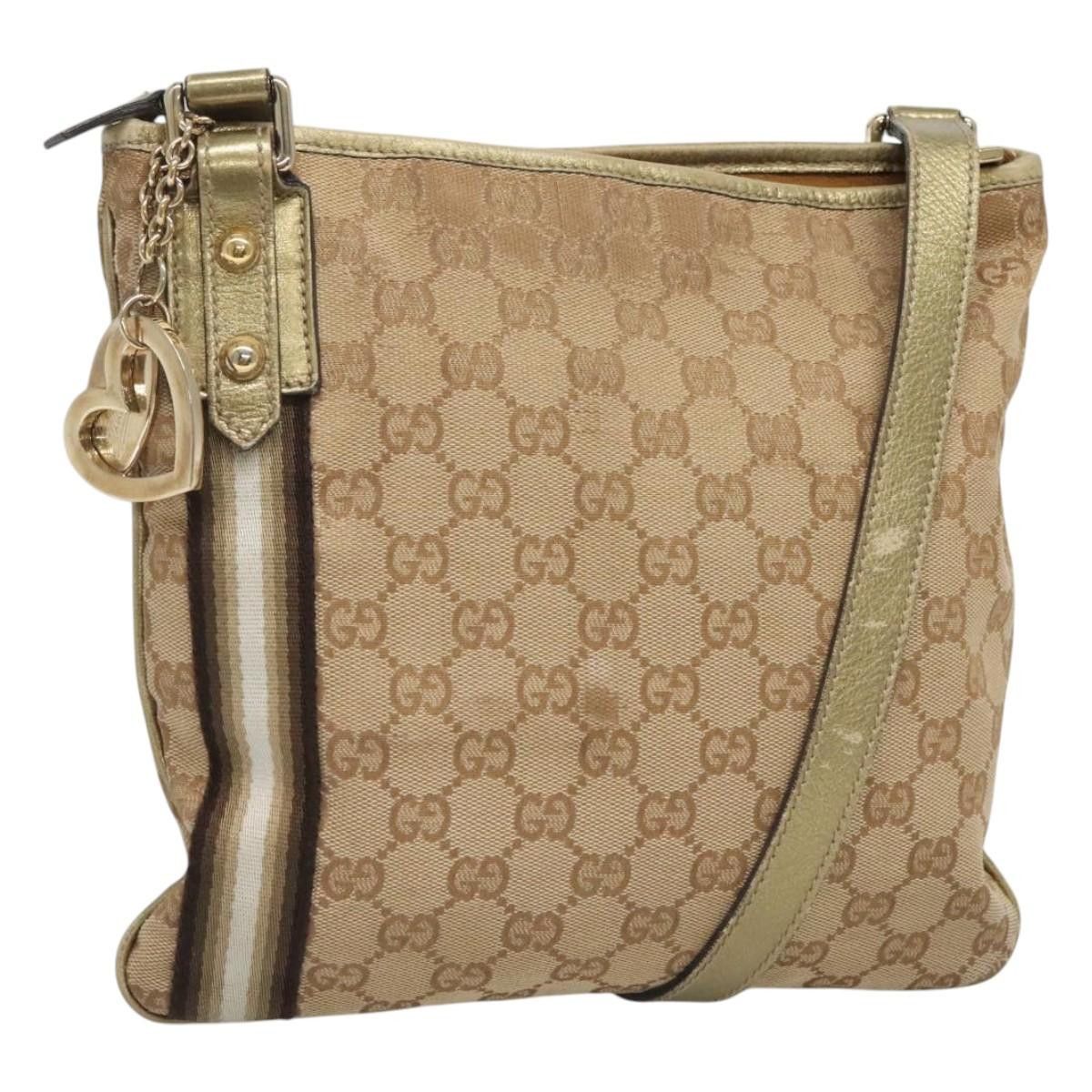 Gucci GUCCI GG Canvas Sherry Line Shoulder Bag Beige Black Size ONE SIZE - 1 Thumbnail