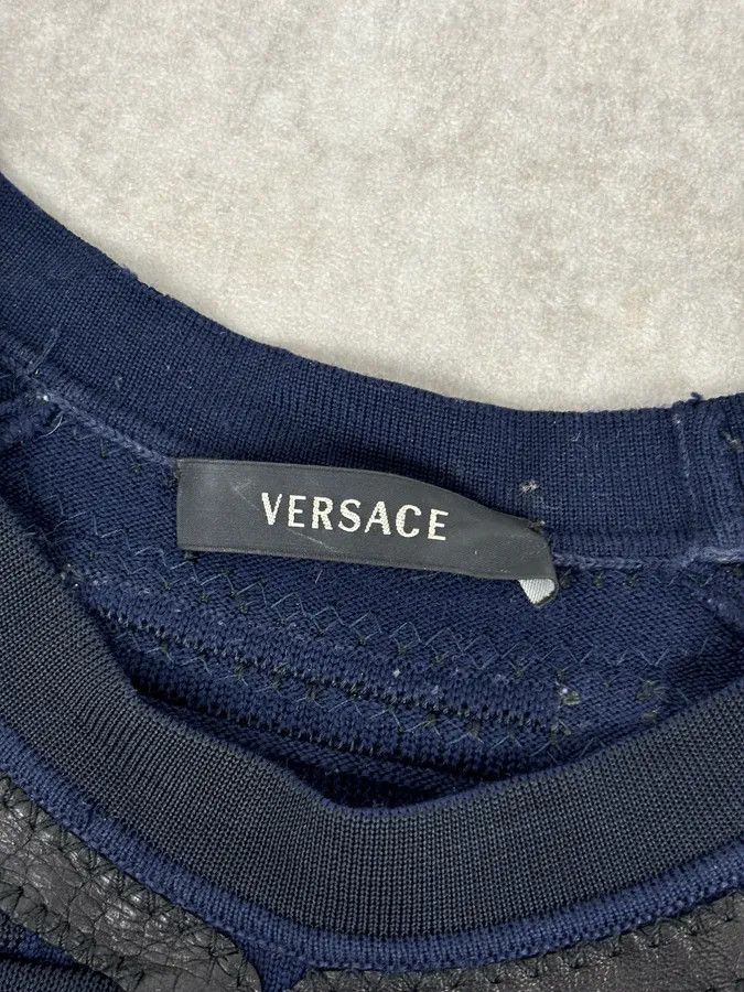 Versace Gianni Versace Navy Cotton Contrast Stitch Abstract Sweater Size US M / EU 48-50 / 2 - 7 Thumbnail
