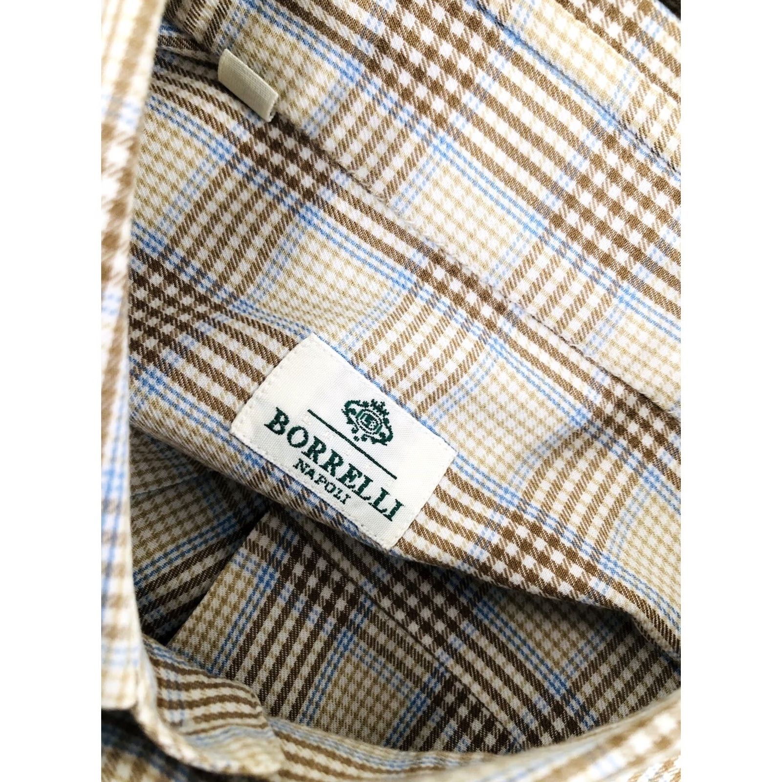 Vintage BORELLI Plaid Shirt Mens M Brown / Blue / White Button-Up ITALY Size US M / EU 48-50 / 2 - 6 Thumbnail