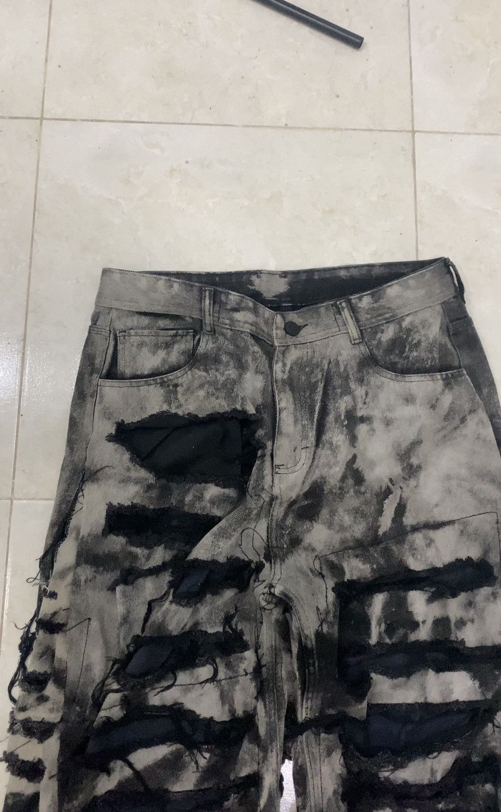 Handmade Iseethemshdws Dirty Dust Distressed Flared Denim Size US 36 / EU 52 - 3 Thumbnail