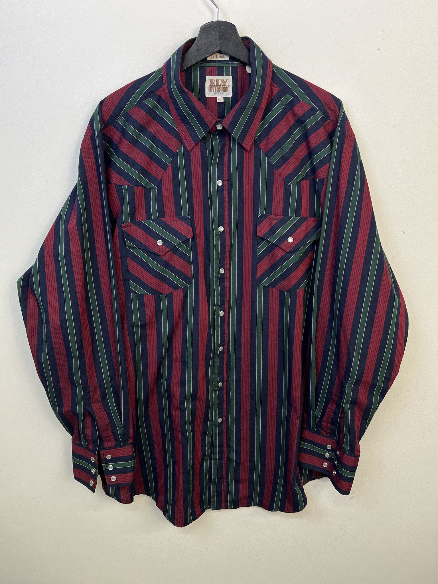 Vintage Flannel 1990s Light Button Up Western Shirt Ely Cattleman Snap Shirt Size XL Tall