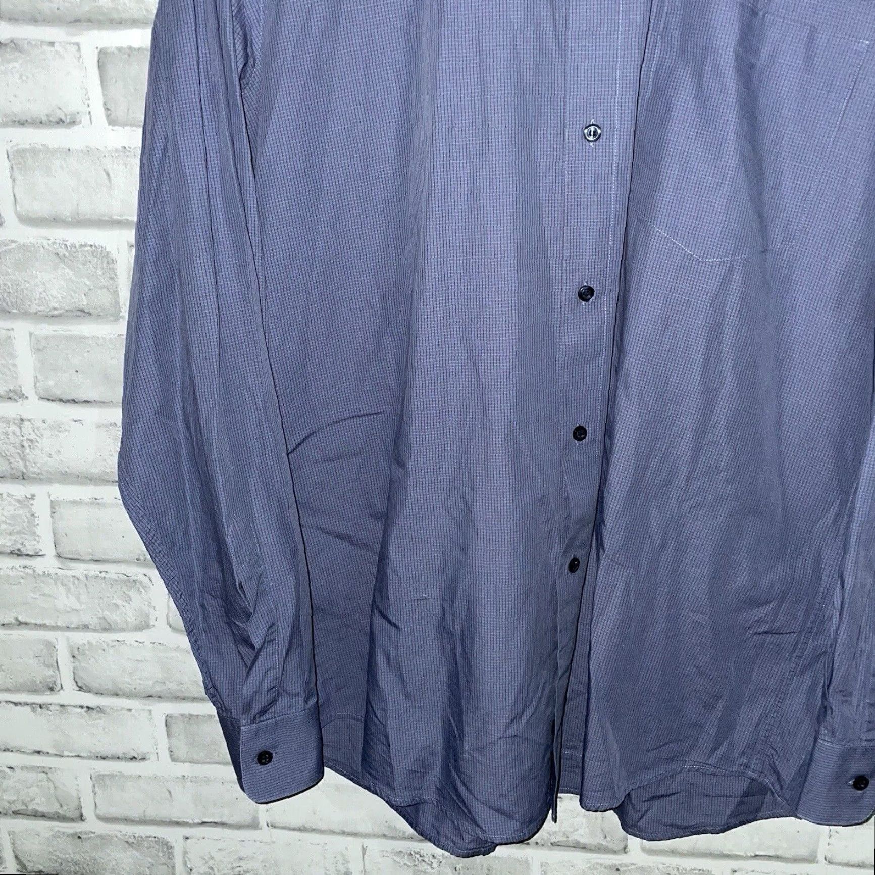 Hugo Boss VINTAGE Hugo Boss Blue Checkered Long Sleeve Button-Down Dress Shirt Mens 15.5 Blue Size 40R - 3 Thumbnail