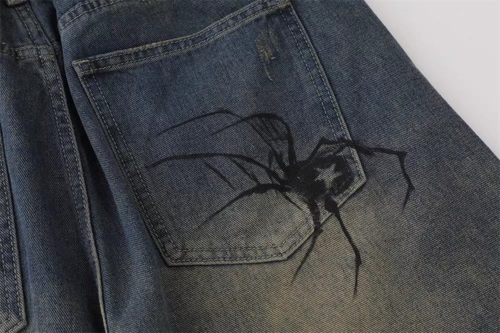 Japanese Brand × Jean Loose casual trendy spider print washed denim shorts Size US 32 / EU 48 - 6 Thumbnail