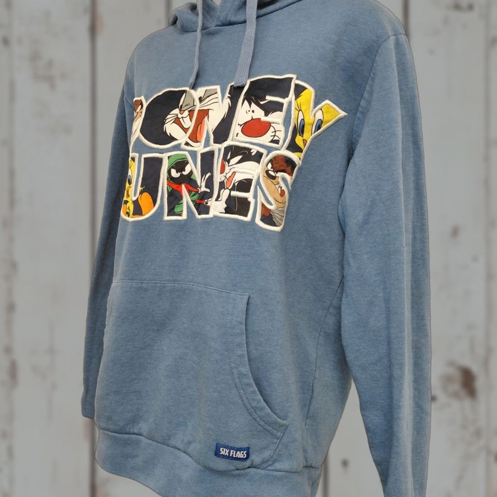 Vintage Six Flags Looney Tunes Hoodie Unisex Medium Blue Graphic Cartoon Pullover Taz Hoodie Pullover Cartoon Six Flags Mens Boys? Size US M / EU 48-50 / 2 - 1 Thumbnail