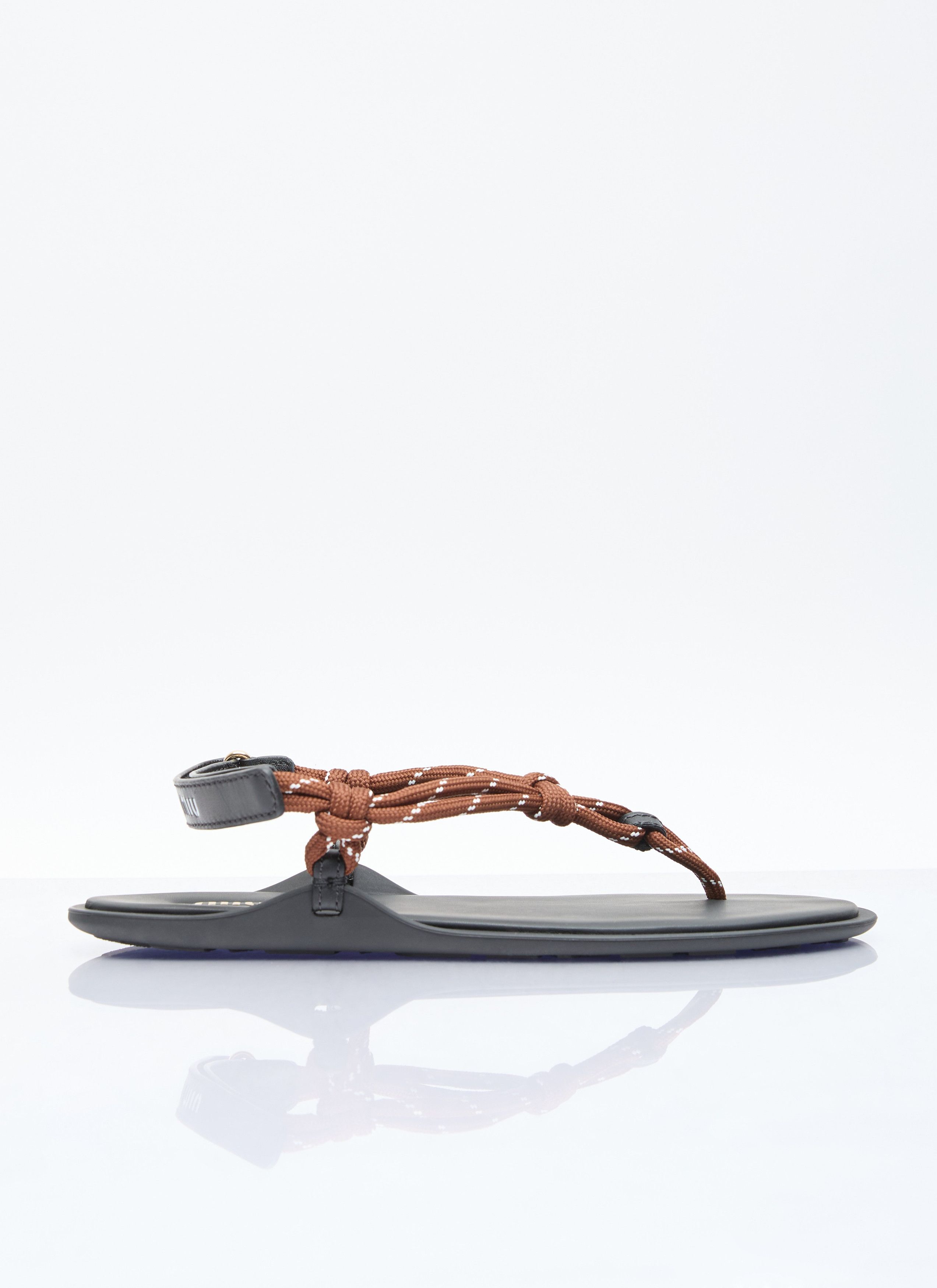 Miu Miu Riviere Cord And Leather Sandals Size US 7 / IT 37 - 1 Thumbnail
