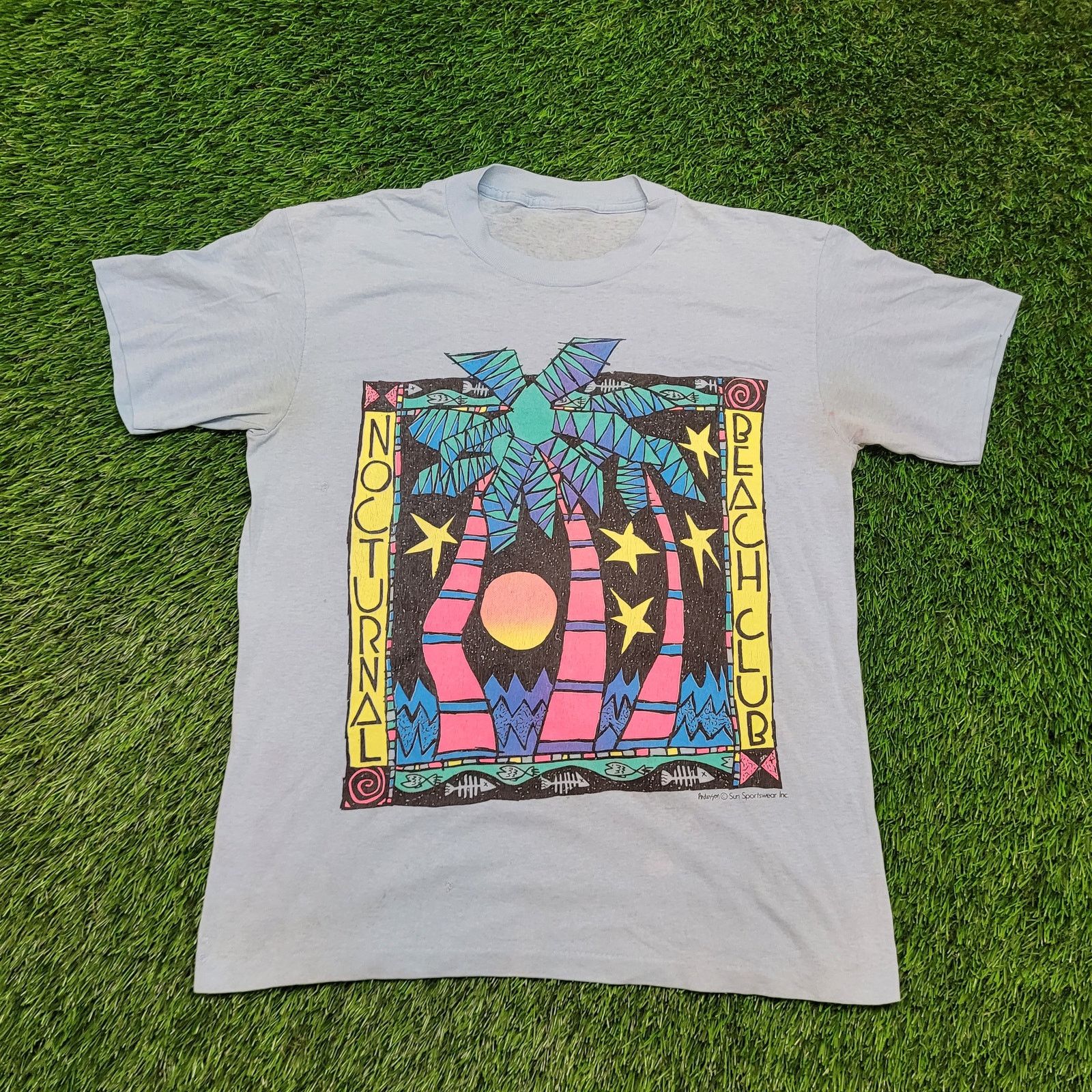 Vintage VTG 1990 Nocturnal Beach Club T-Shirt M Single Stitch USA Size US M / EU 48-50 / 2 - 1 Thumbnail