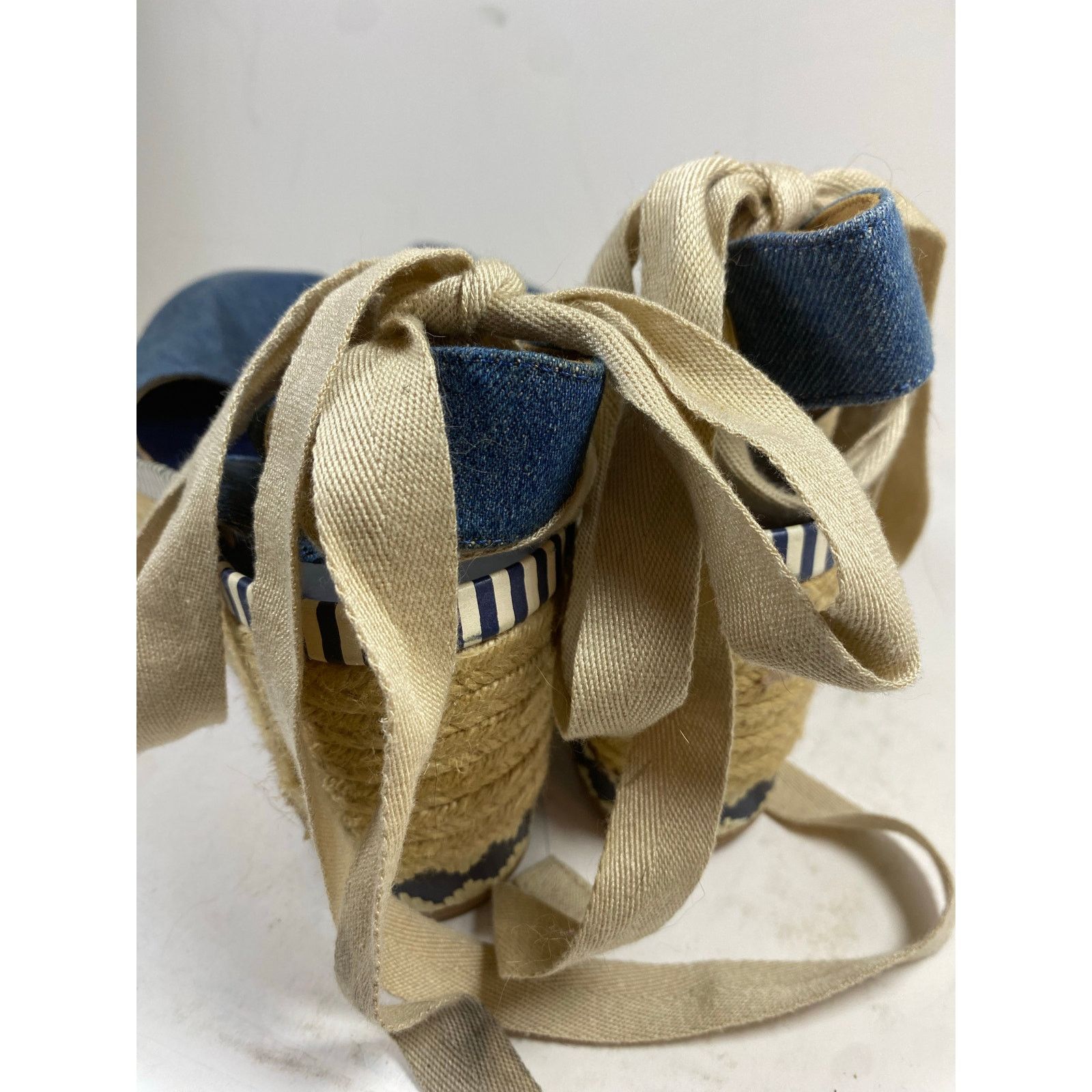 Tory Burch Tory Burch Dandy Blue Denim Espadrille Ankle Wrap Wedges 9W Size US 9 / IT 39 - 5 Thumbnail