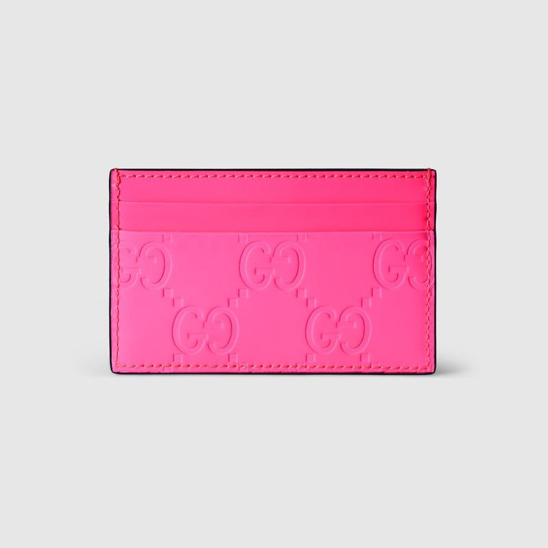 Gucci oc11z1225 Size: OS / GG Rubber Effect Card Case in Pink Size ONE SIZE - 1 Thumbnail
