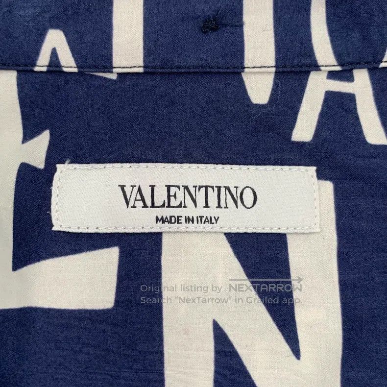 Valentino Valentino Blue letters printed cotton lapel short-sleeved Size US S / EU 44-46 / 1 - 5 Thumbnail