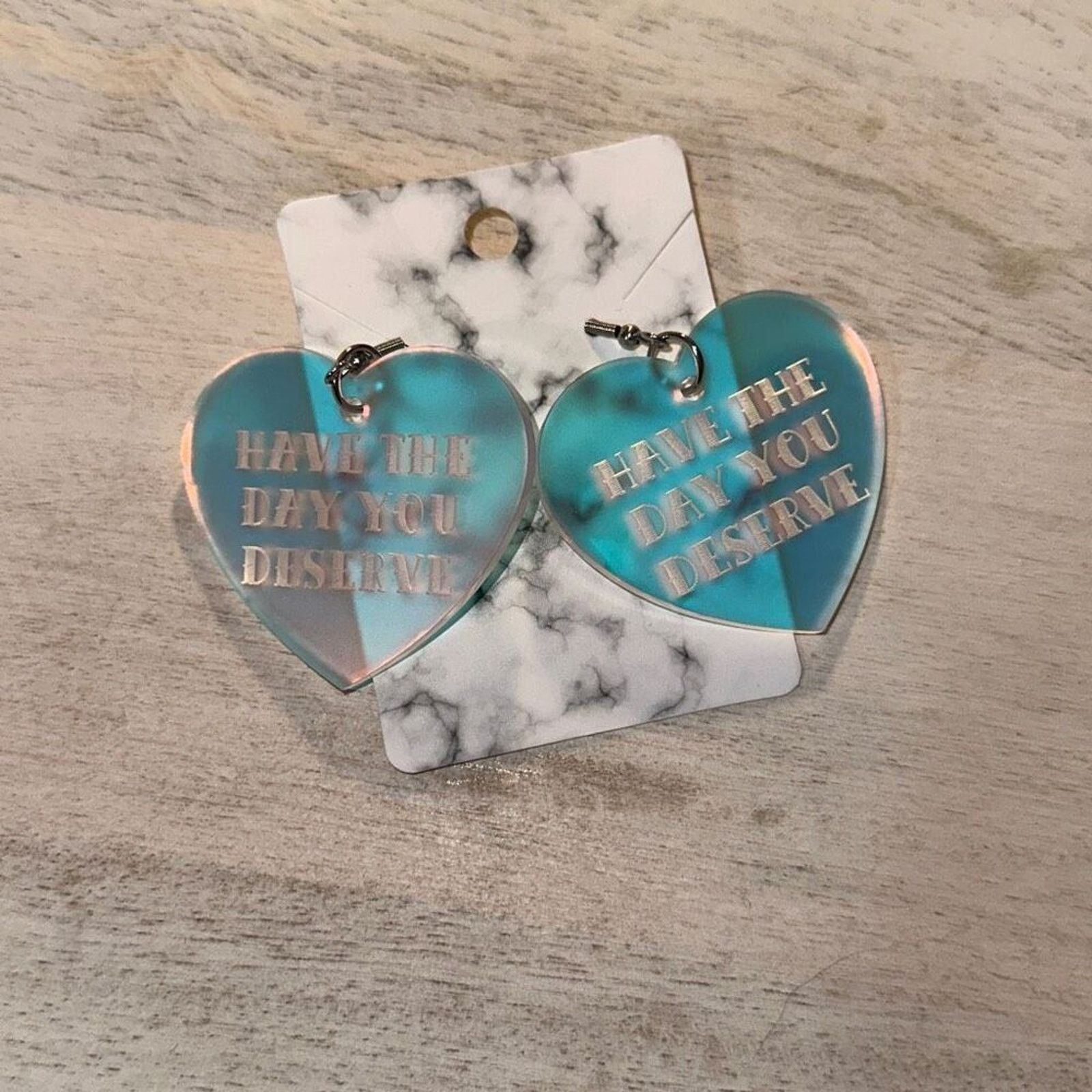 Other Have the Day You Deserve Holographic Heart Earrings | Sz OS Size ONE SIZE - 2 Thumbnail