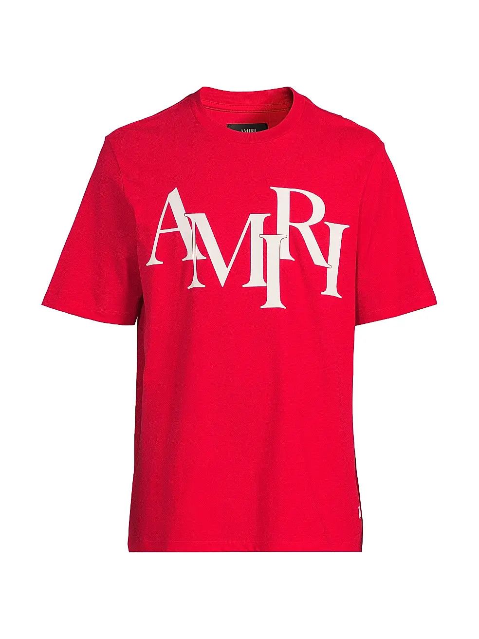 Amiri os11x0326 Staggered Logo Cotton T-Shirt in Red Size US M / EU 48-50 / 2 - 1 Thumbnail