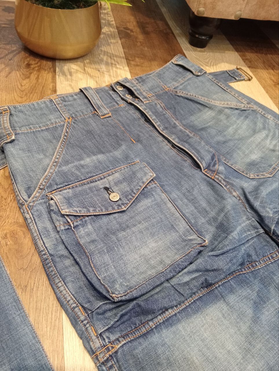 CABANE de ZUCCa RARE CABANE DE ZUCCA BY ISSEY MIYAKE BLUE CARGO JEANS Size US 36 / EU 52 - 6 Thumbnail
