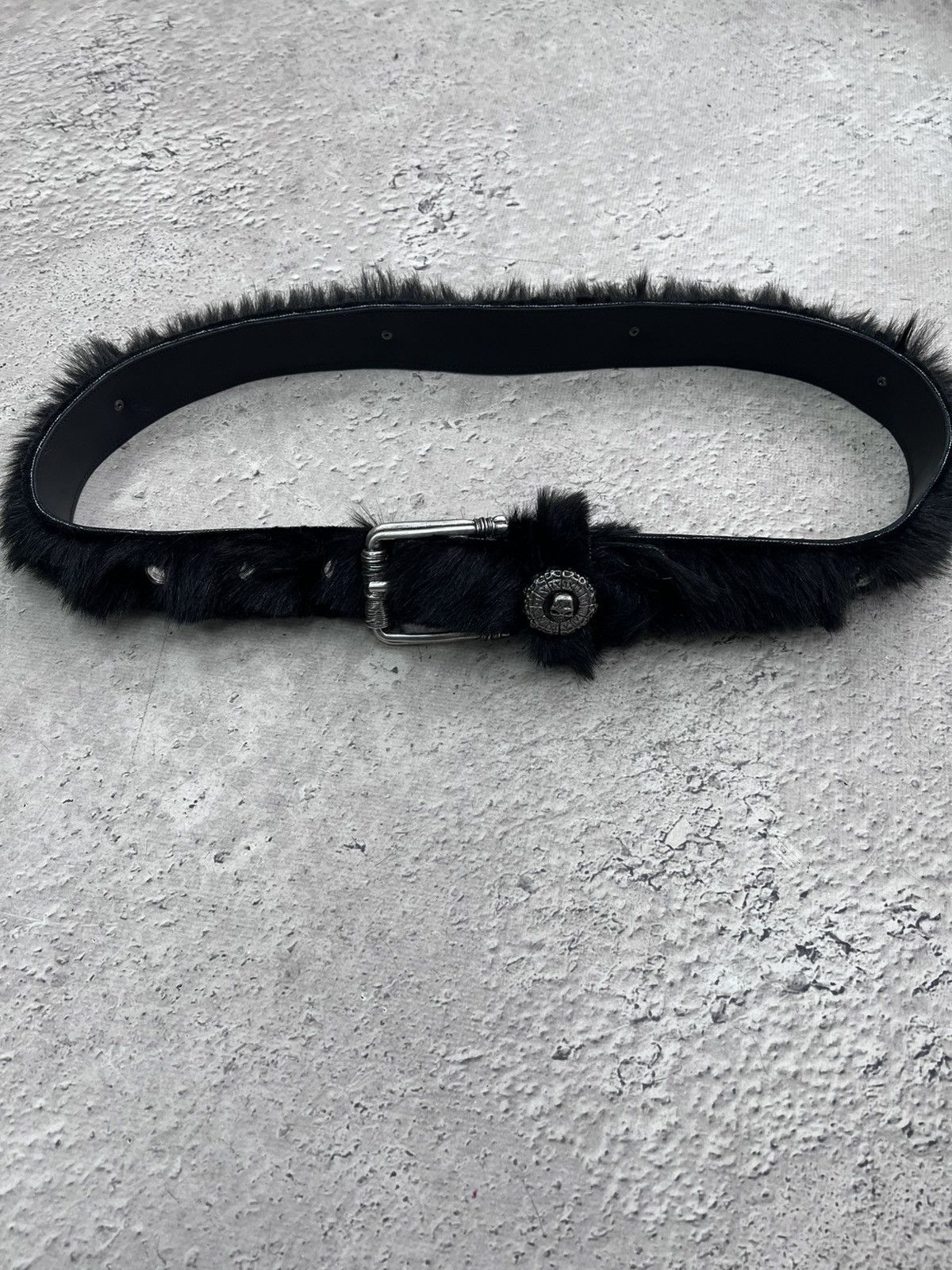 Le Grande Bleu (L.G.B.) × Vintage Vintage Leather Hairy Fur Belt Y2K Cowboys Style Size ONE SIZE - 7 Thumbnail