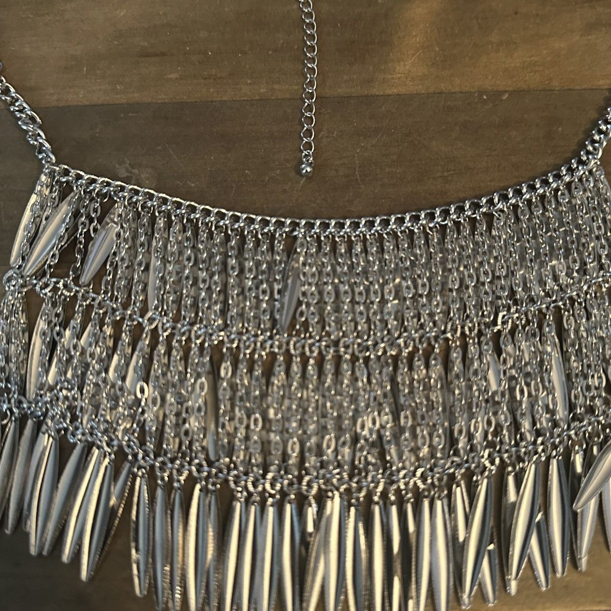 Other Silver tone tiered fringe bib necklace Size ONE SIZE - 4 Thumbnail