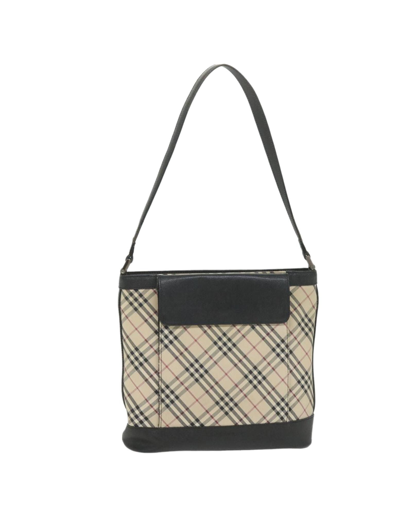 image of Burberry Beige Synthetic Shoulder Bag With Classic Check Pattern, Women's