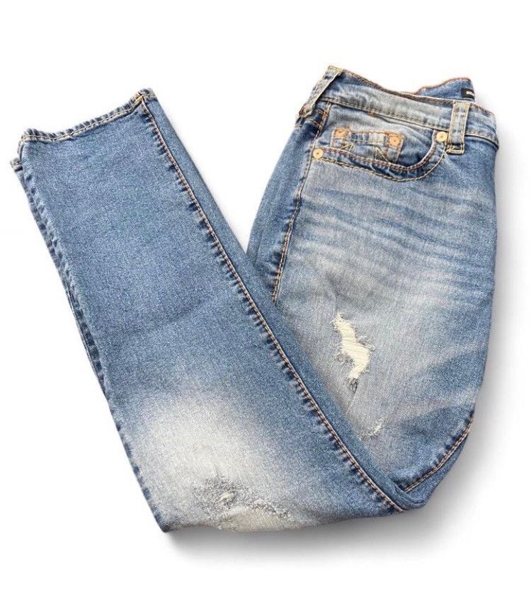 True Religion True Religion Ricky Medium Wash Distressed Jeans size 33 Size US 33 - 3 Thumbnail