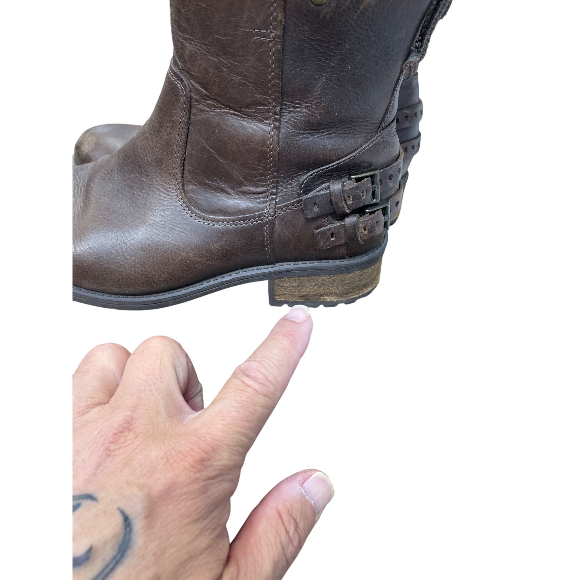 Ugg UGG Womens Brown Leather Ankle Moto Boots Size 8 SKU 9280 Size US 8 / IT 38 - 18 Thumbnail