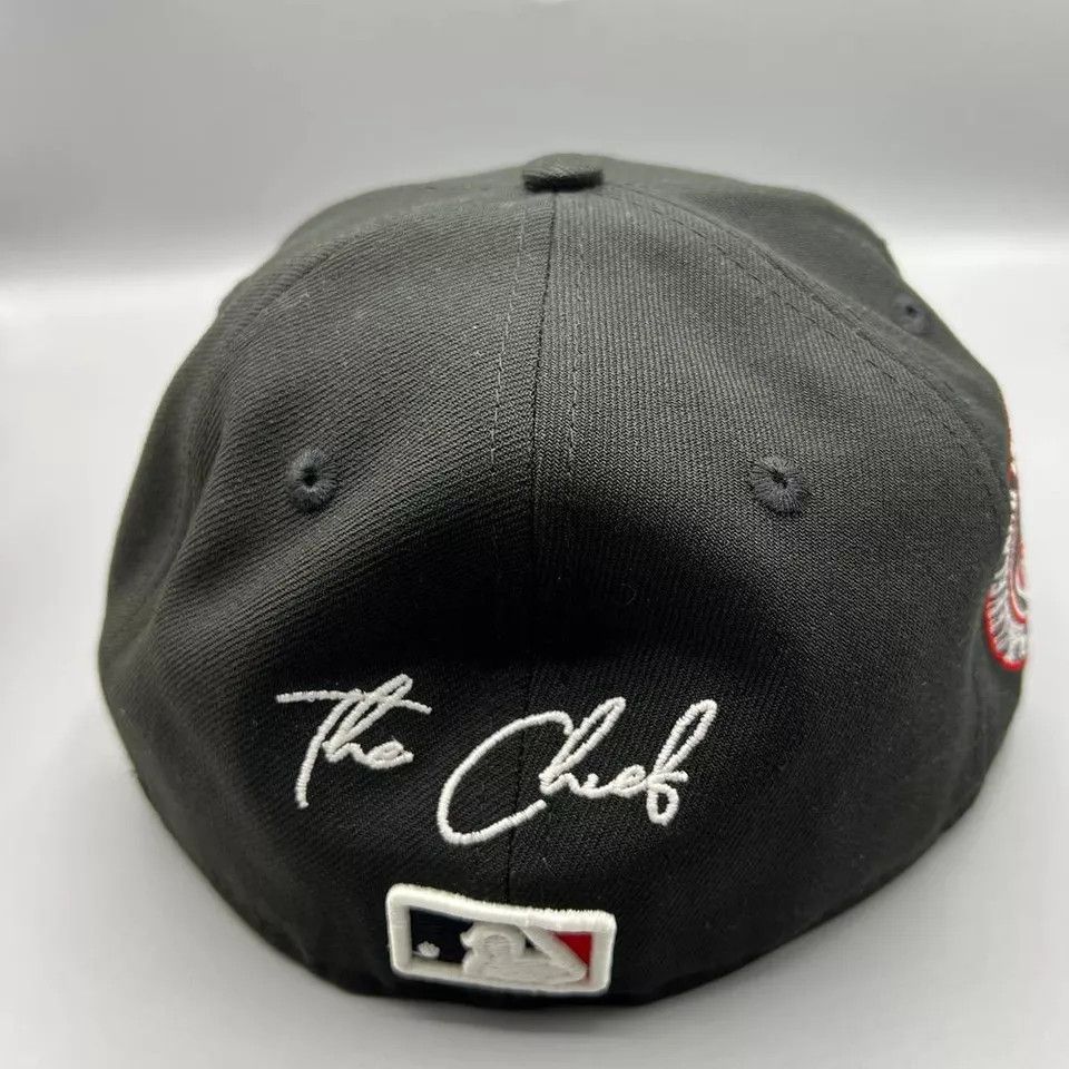 New Era Cleveland Indians Guardians Hat Men 7 Black Fitted Cap New Size ONE SIZE - 4 Thumbnail