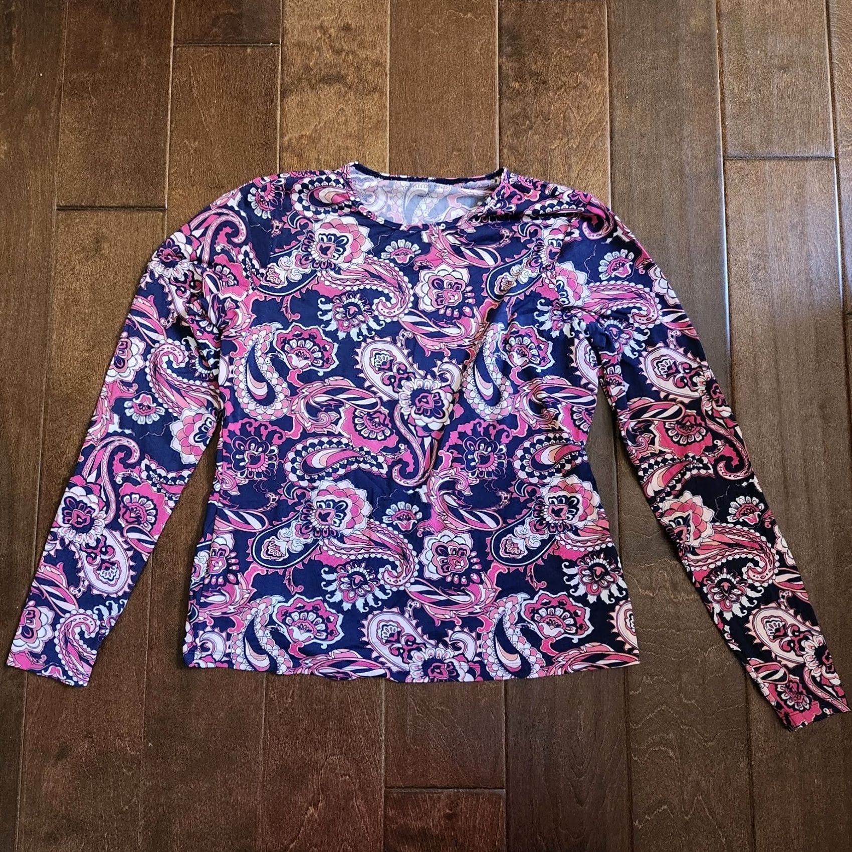 Lands' End Lands' End Blouse Paisley Long Sleeve - Junior S Womens Shirts Multicolor Nylon Spandex Pullover Casual Travel 90s? Size S / US 4 / IT 40 - 2 Thumbnail