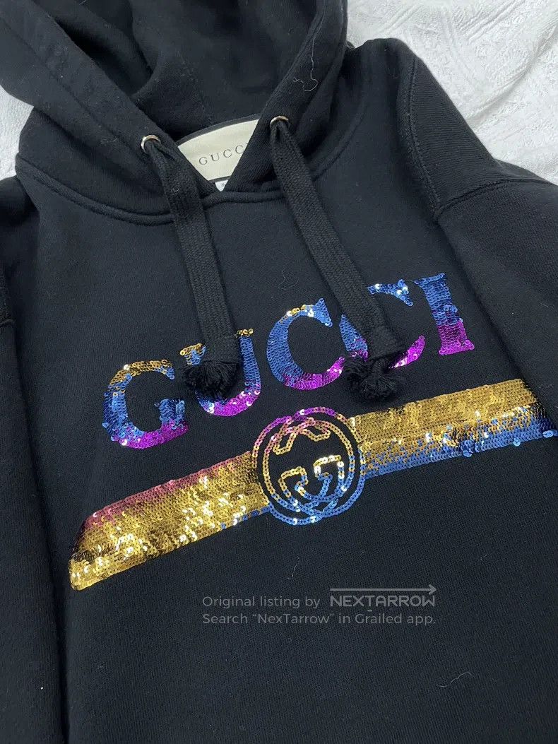 Gucci Gucci Colour sequin letter logo black hooded sweatshirt Size US XS / EU 42 / 0 - 2 Thumbnail