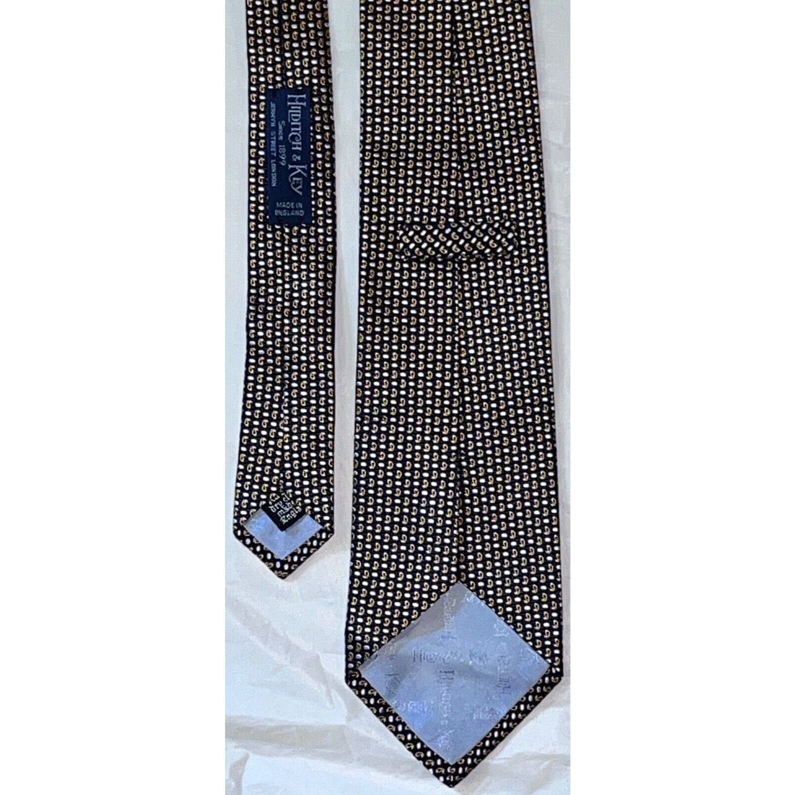 Hilditch & Key London Silk Tie Black Gold Geometric, Men's — image 3 of 6