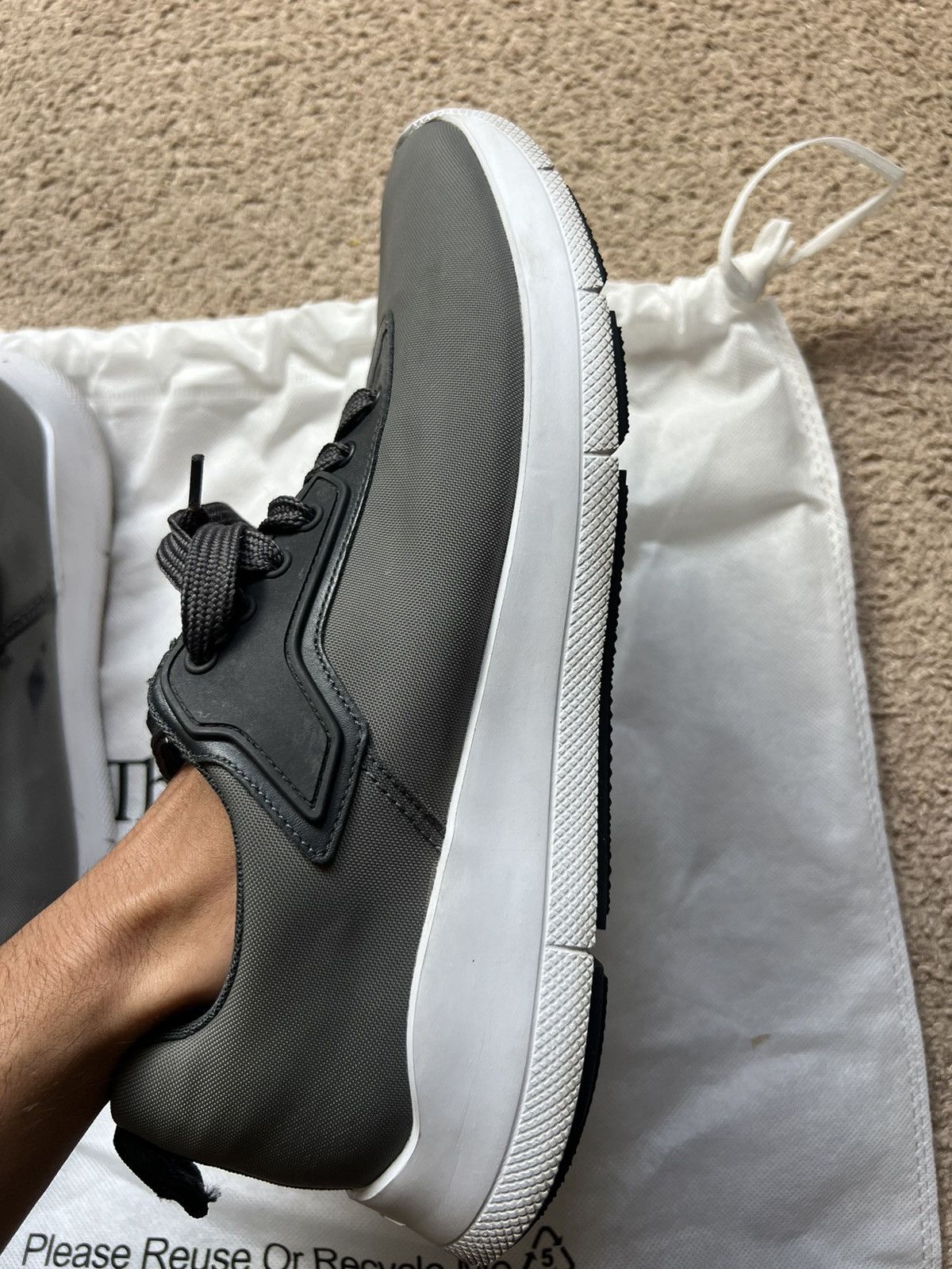 Prada PRADA Men's Black Gray White Lace Up Sneakers Low Top Size US 10.5 / EU 43-44 - 9 Thumbnail