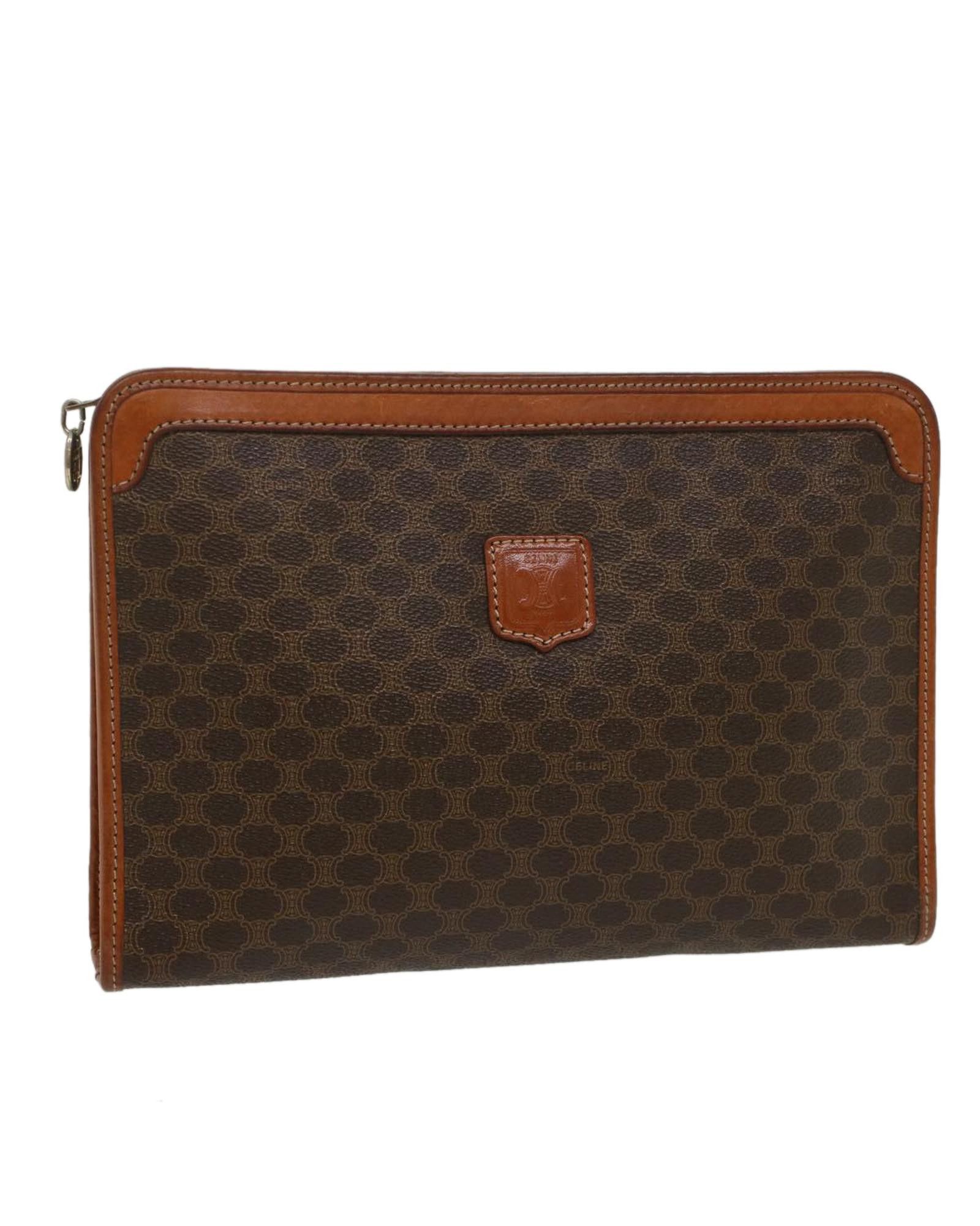 image of Celine Canvas Macadam Pouch in Brown, Women's