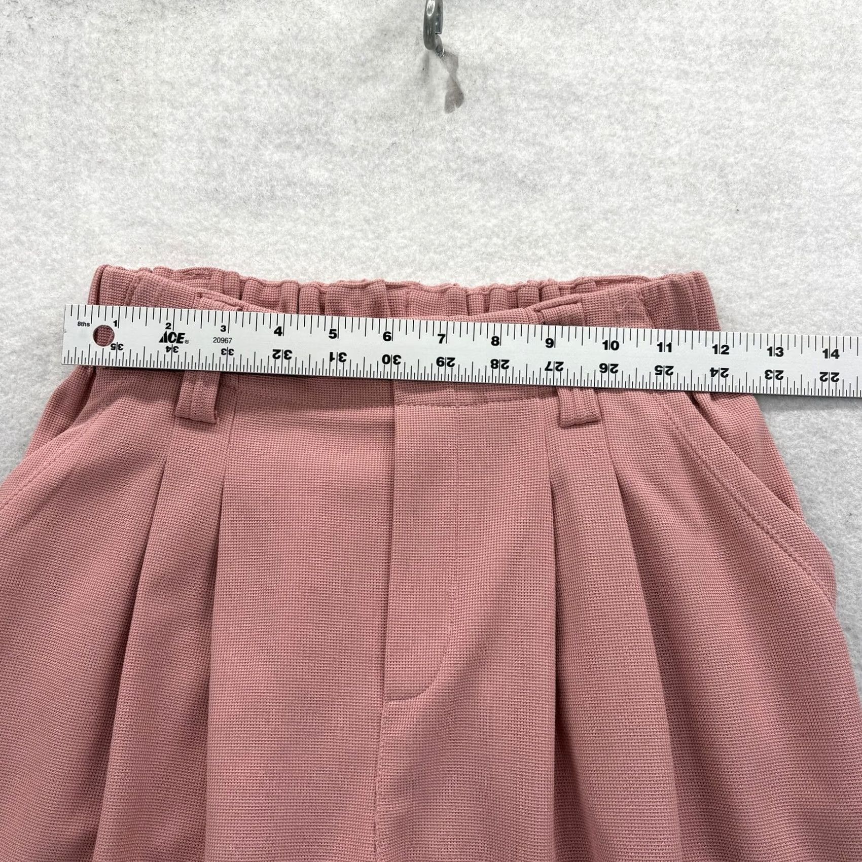 Vintage Halara Dress Pants Womens XS Pink Knit Elastic Waist Pleated Wide-Leg Solid Casual Size 26" / US 2 / IT 38 - 4 Thumbnail