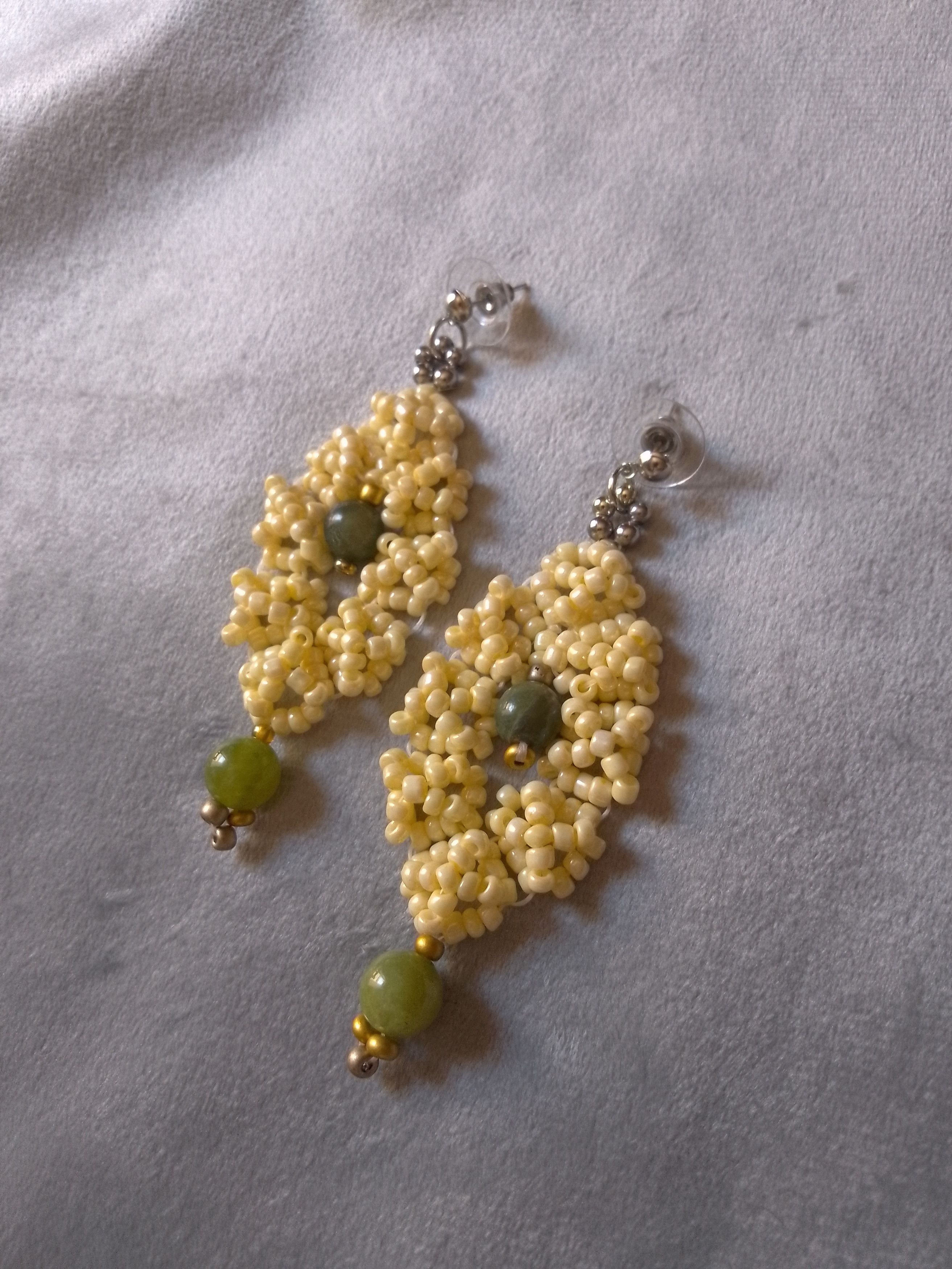 Handmade Dangling earrings handcrafted with natural Green jade Size ONE SIZE - 1 Thumbnail