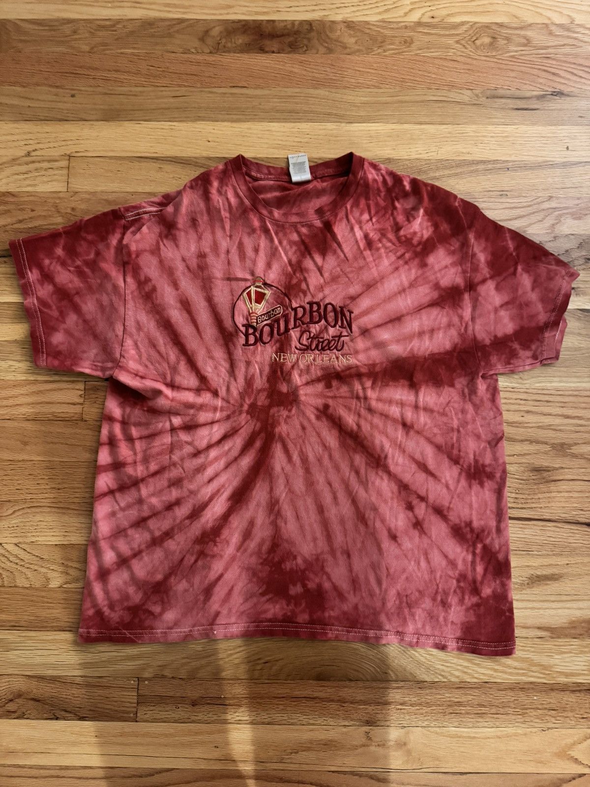 Vintage Red Tie Dye Bourbon street embroidered T shirt Size US XL / EU 56 / 4 - 1 Thumbnail