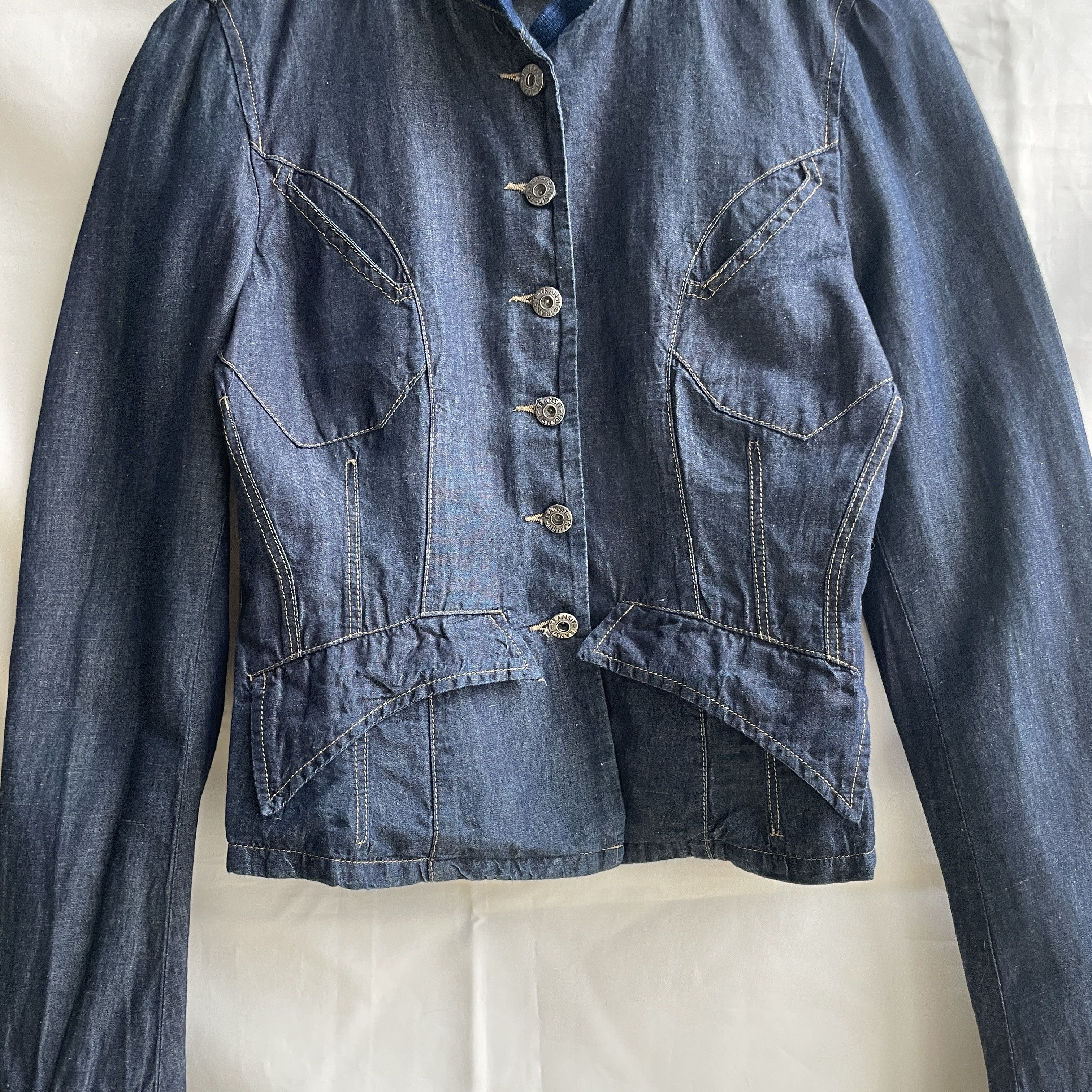 Transit Transit Par Such TR-900 Cotton Linen Denim Jacket Size 2 Size M / US 6-8 / IT 42-44 - 6 Thumbnail
