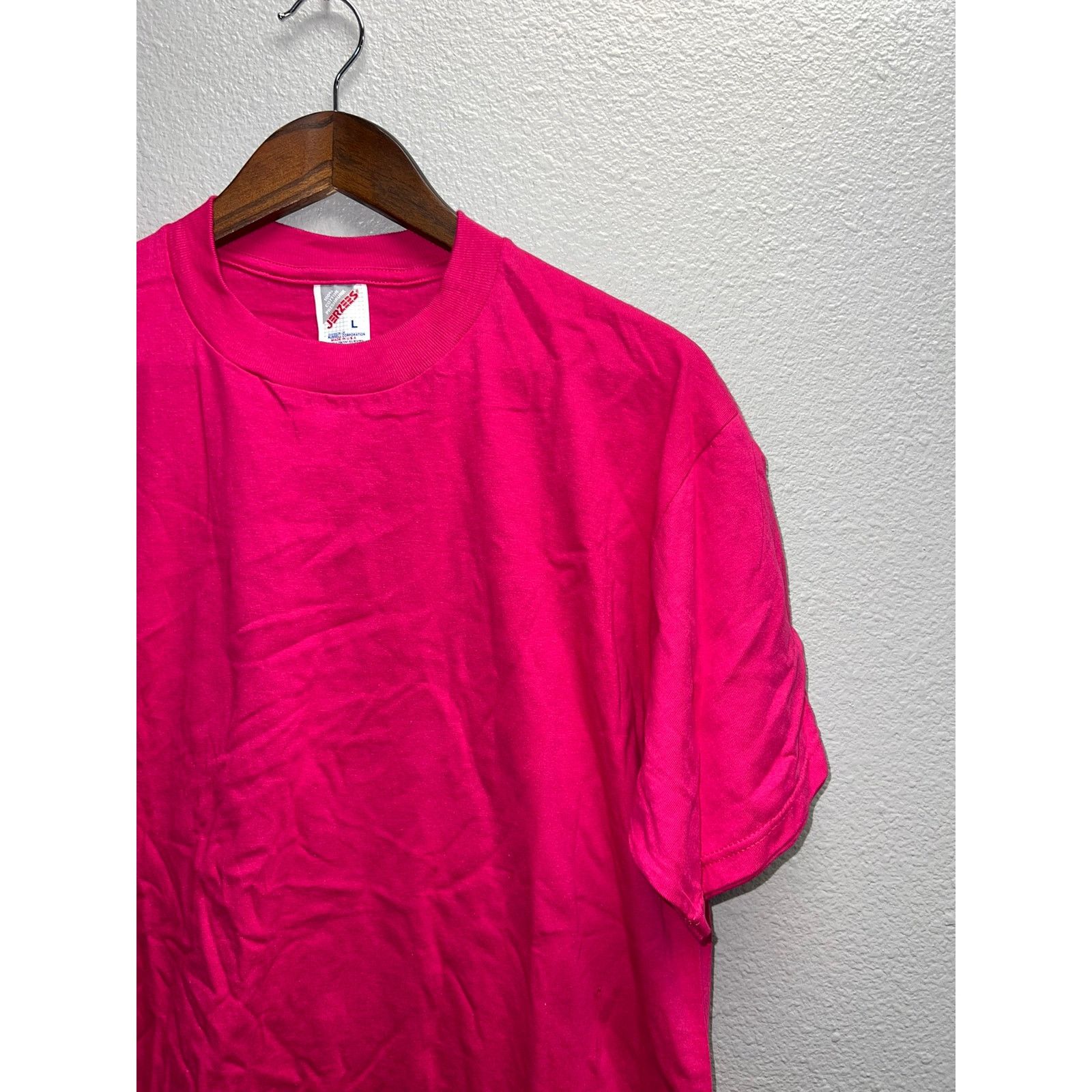 Jerzees 90s Vintage Bright Pink Blank Shirt Jerzees USA Made Large Size US L / EU 52-54 / 3 - 2 Thumbnail