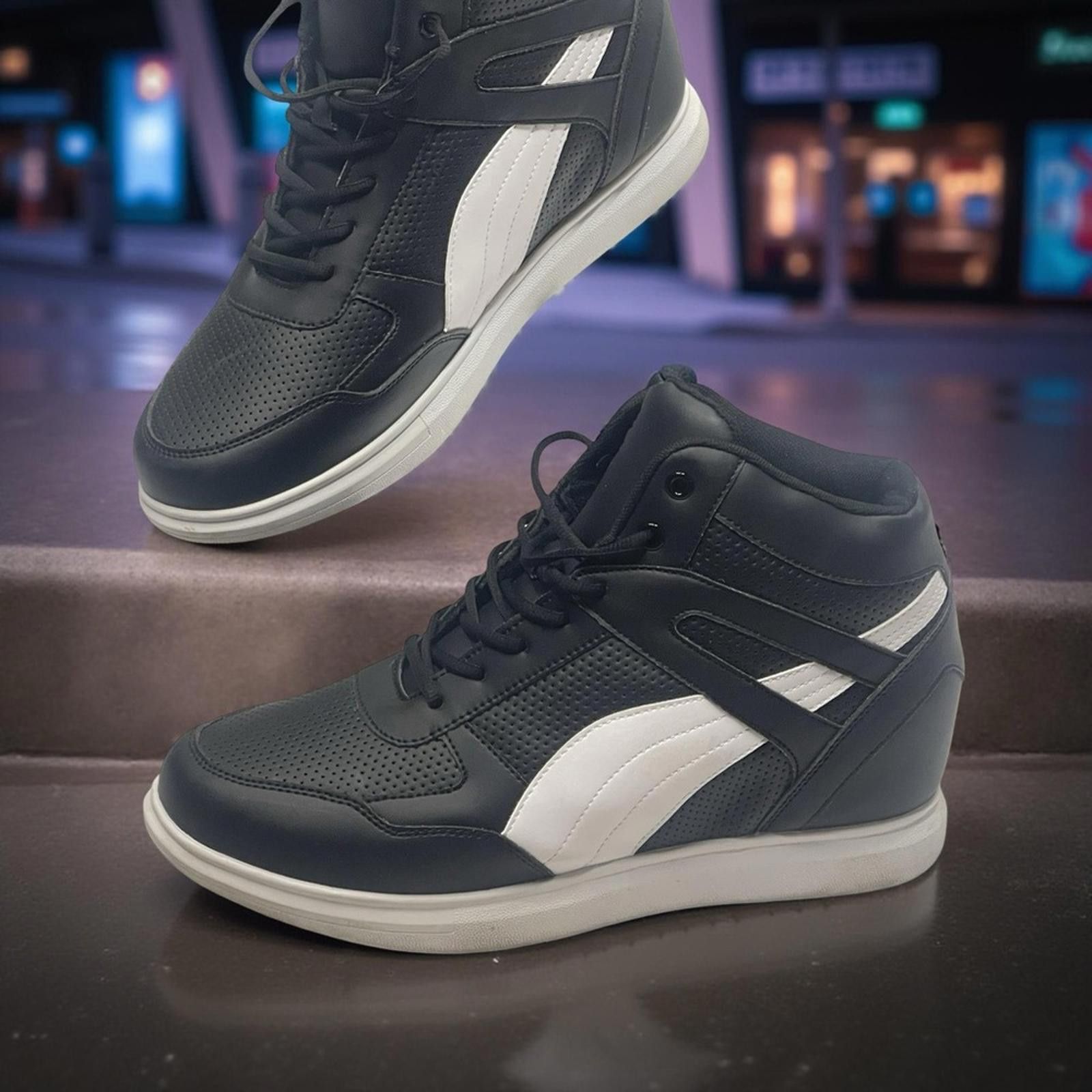 Cartoon Network Calto Men's Black and White High-Top Height Raising Sneakers Size US 13 / EU 46 - 1 Thumbnail