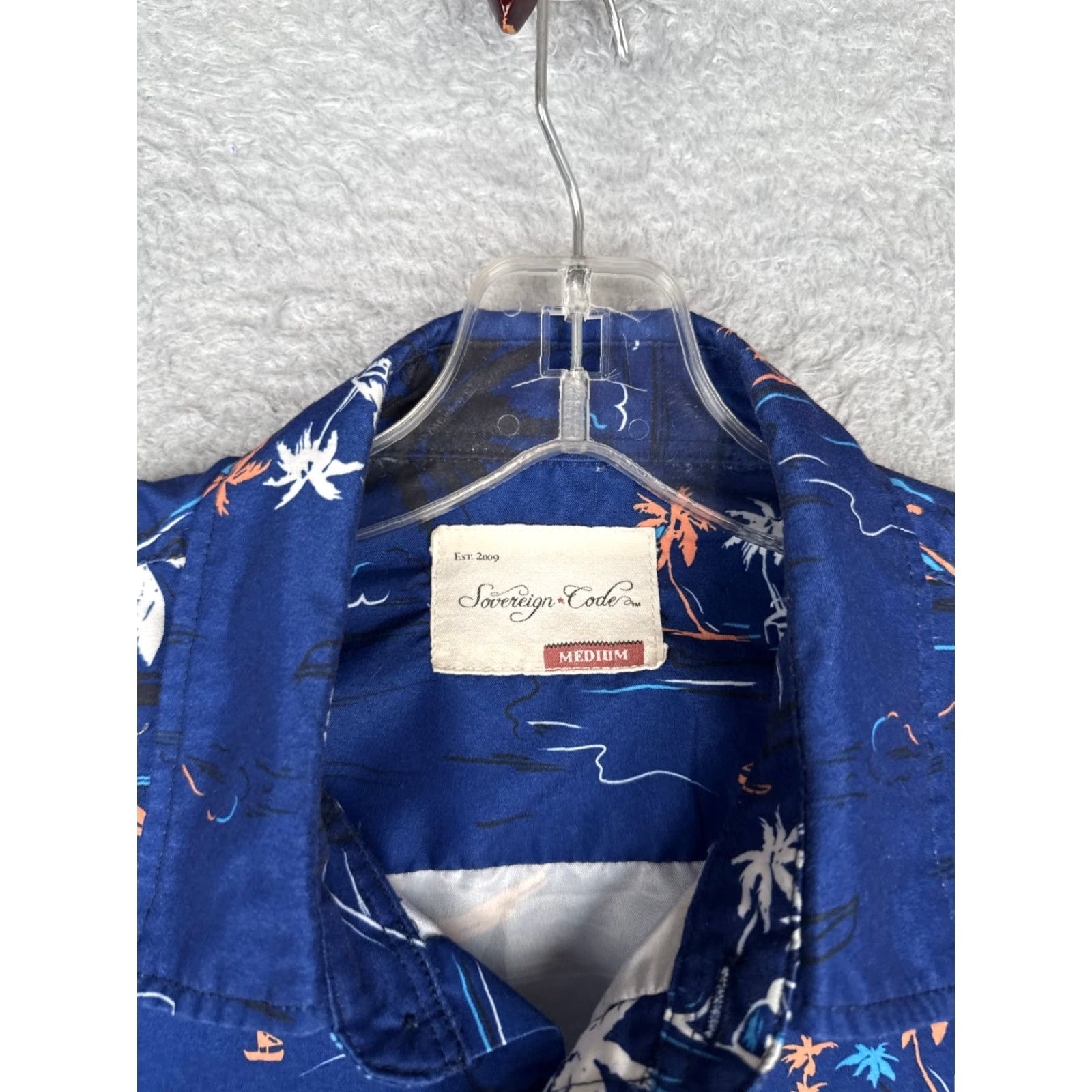 Sovereign Code Sovereign Code Shirt Men Medium Blue Button Up Hawaiian 100% Cotton Palm Hut Size US M / EU 48-50 / 2 - 6 Thumbnail