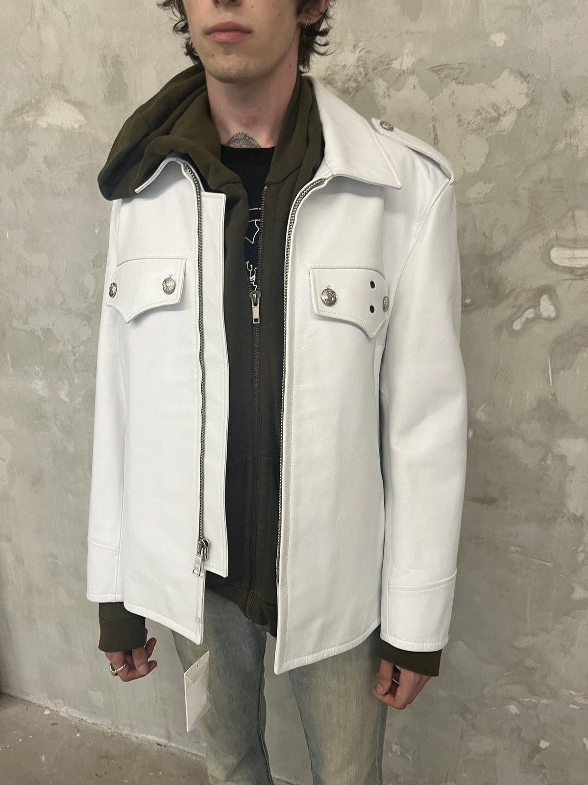 Calvin Klein 205W39NYC FW18 Oversized Police Runway Leather Jacket Size US S / EU 44-46 / 1 - 11 Thumbnail
