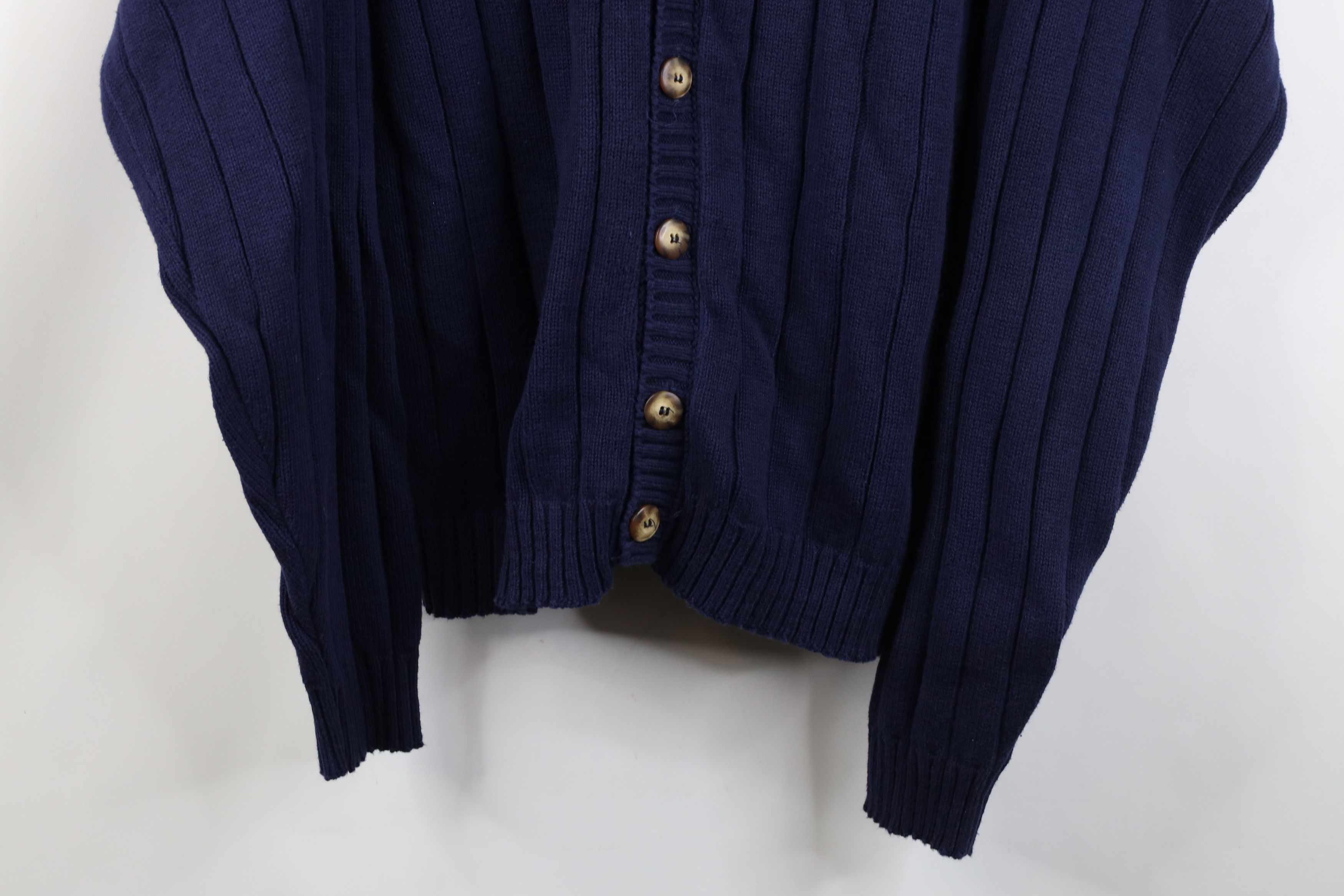 Vintage Vintage 90s Streetwear Cotton Ribbed Knit Cardigan Sweater Size US L / EU 52-54 / 3 - 3 Thumbnail
