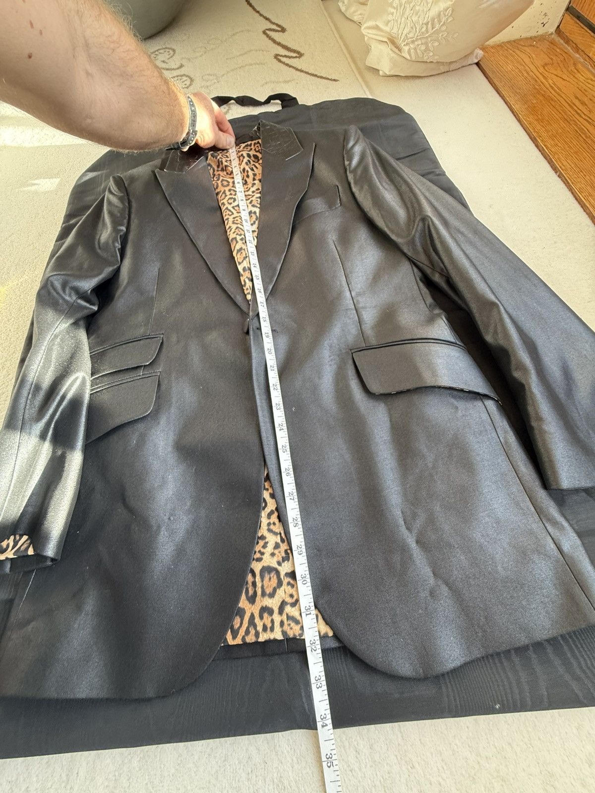 Sir Tom Baker 3k Sir Tom Baker tuxedo leather Fuck you leopard suit jacket Size 38R - 8 Thumbnail
